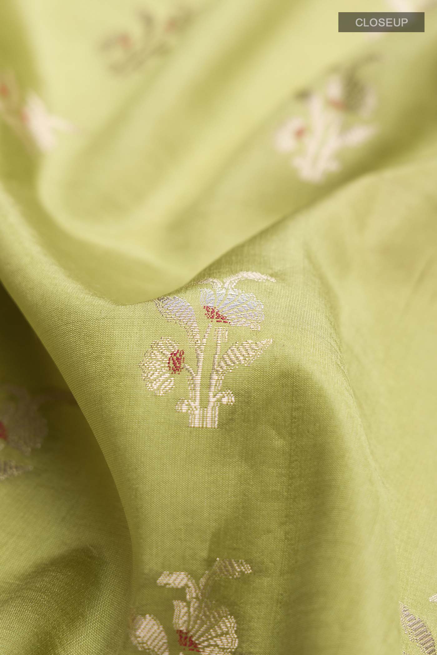 Green Banarasi Raw Silk Saree - Image 2