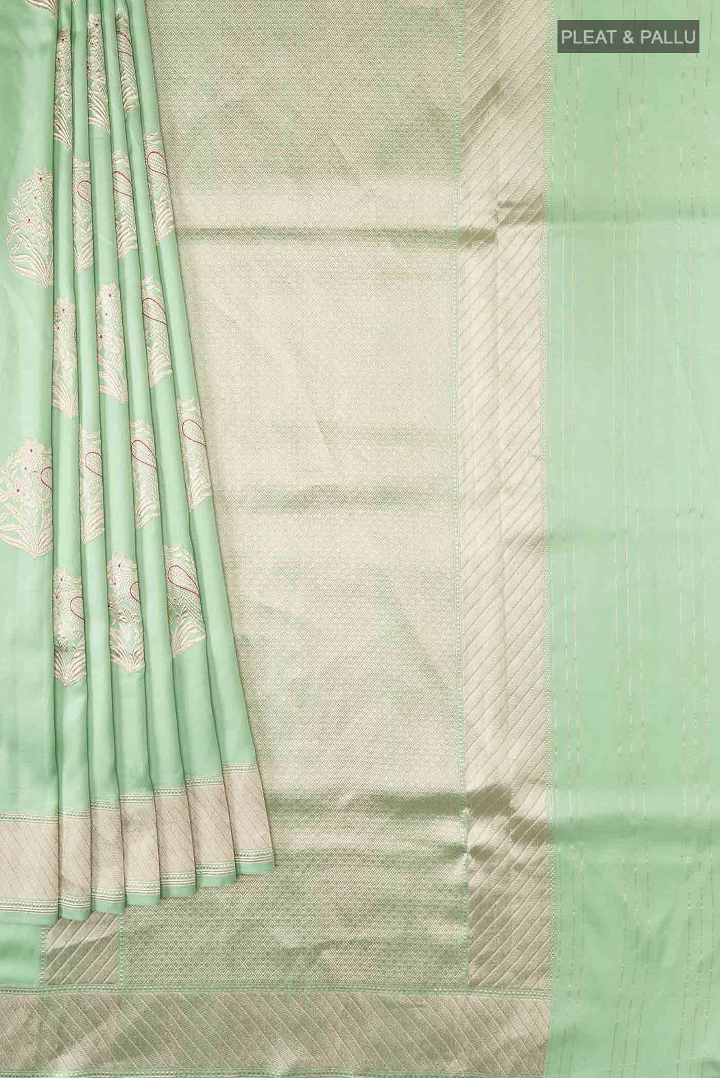 Green Banarasi Silk Saree - Image 4