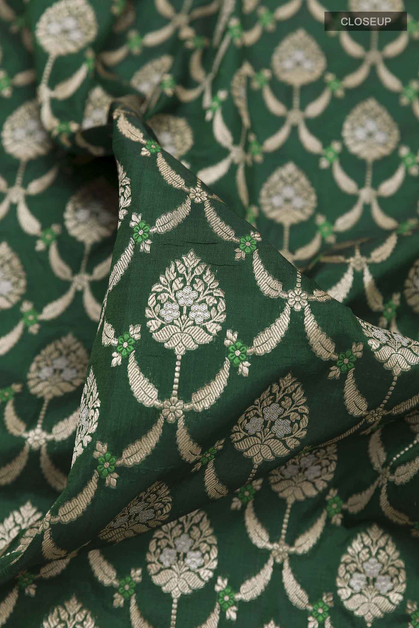 Green Banarasi Silk Saree - Image 2