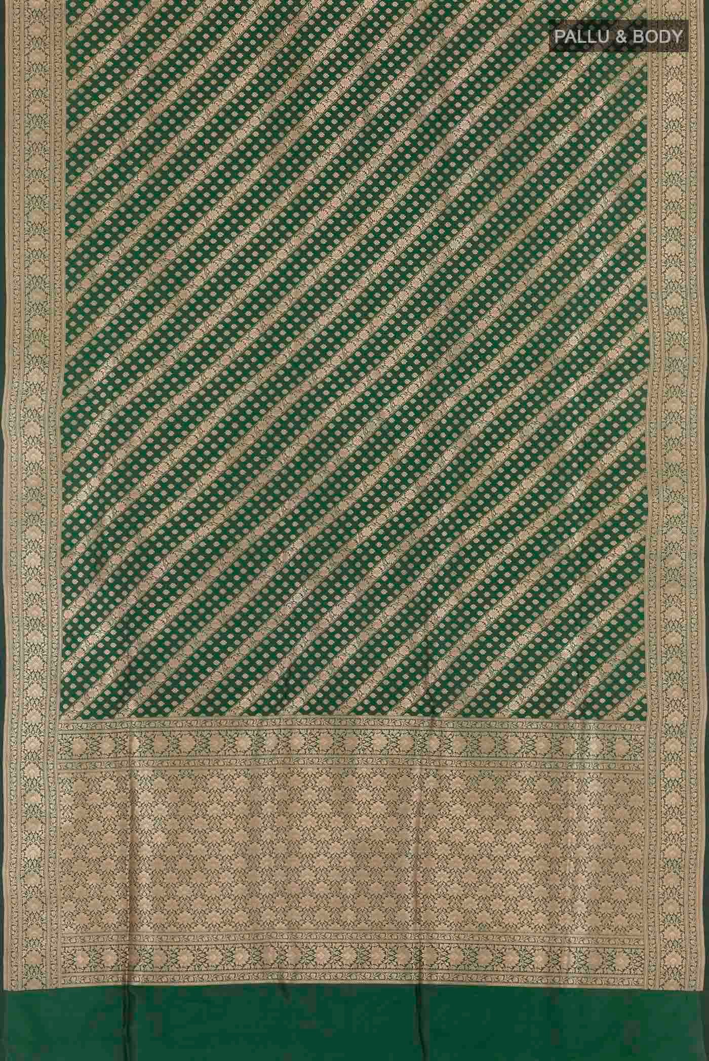 Green Banarasi Silk Saree - Image 3