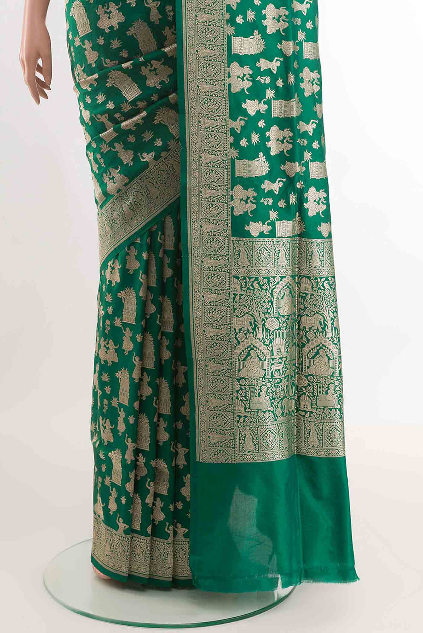 Green Banarasi Silk Saree - Image 3