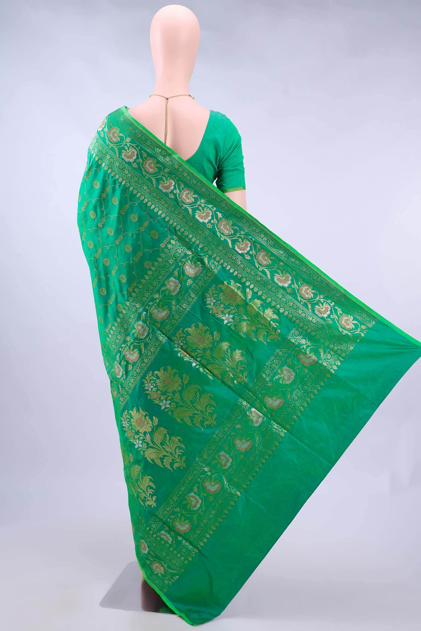 Green Banarasi Silk Saree - Image 2