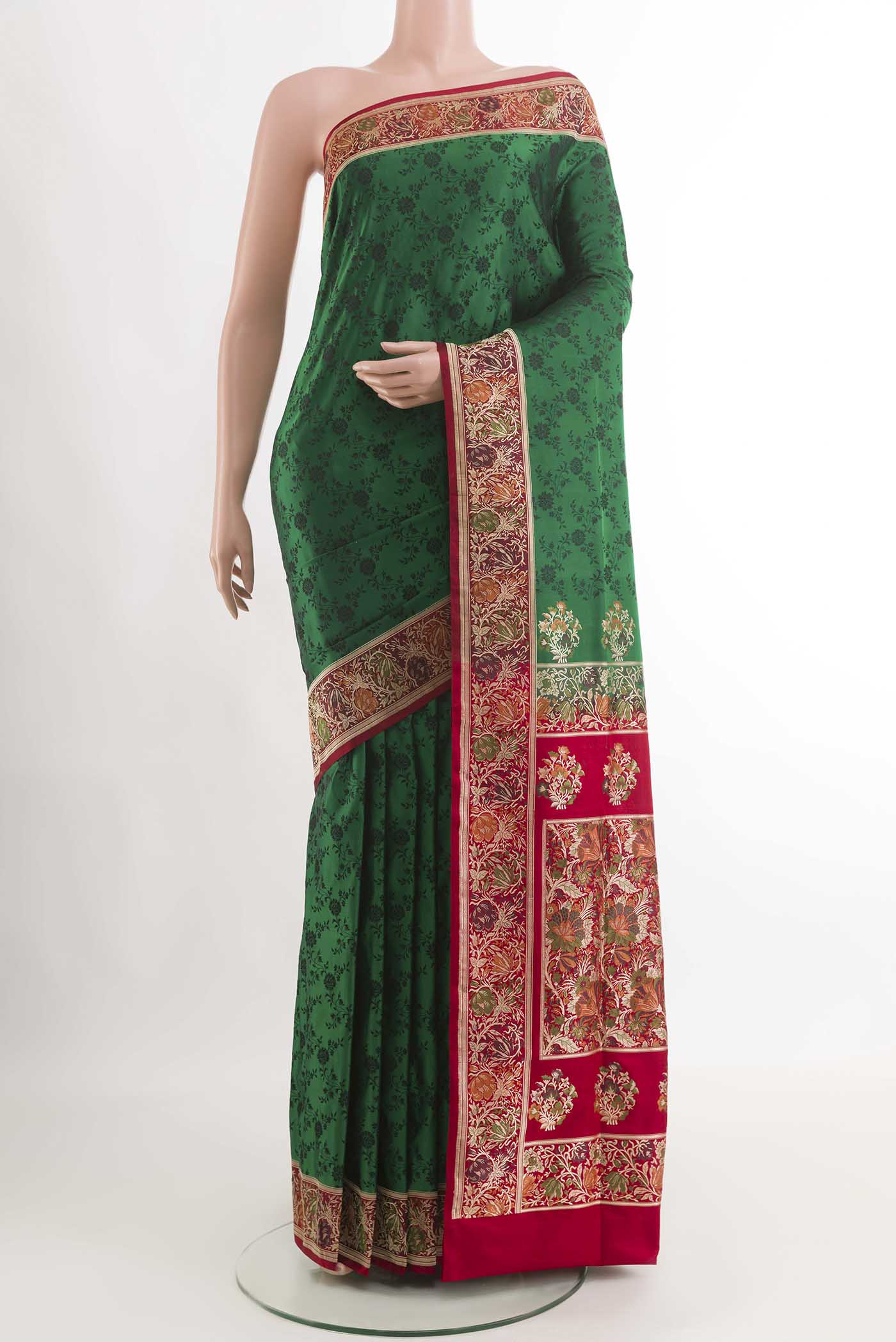 Green Banarasi Tanchoi Silk Saree