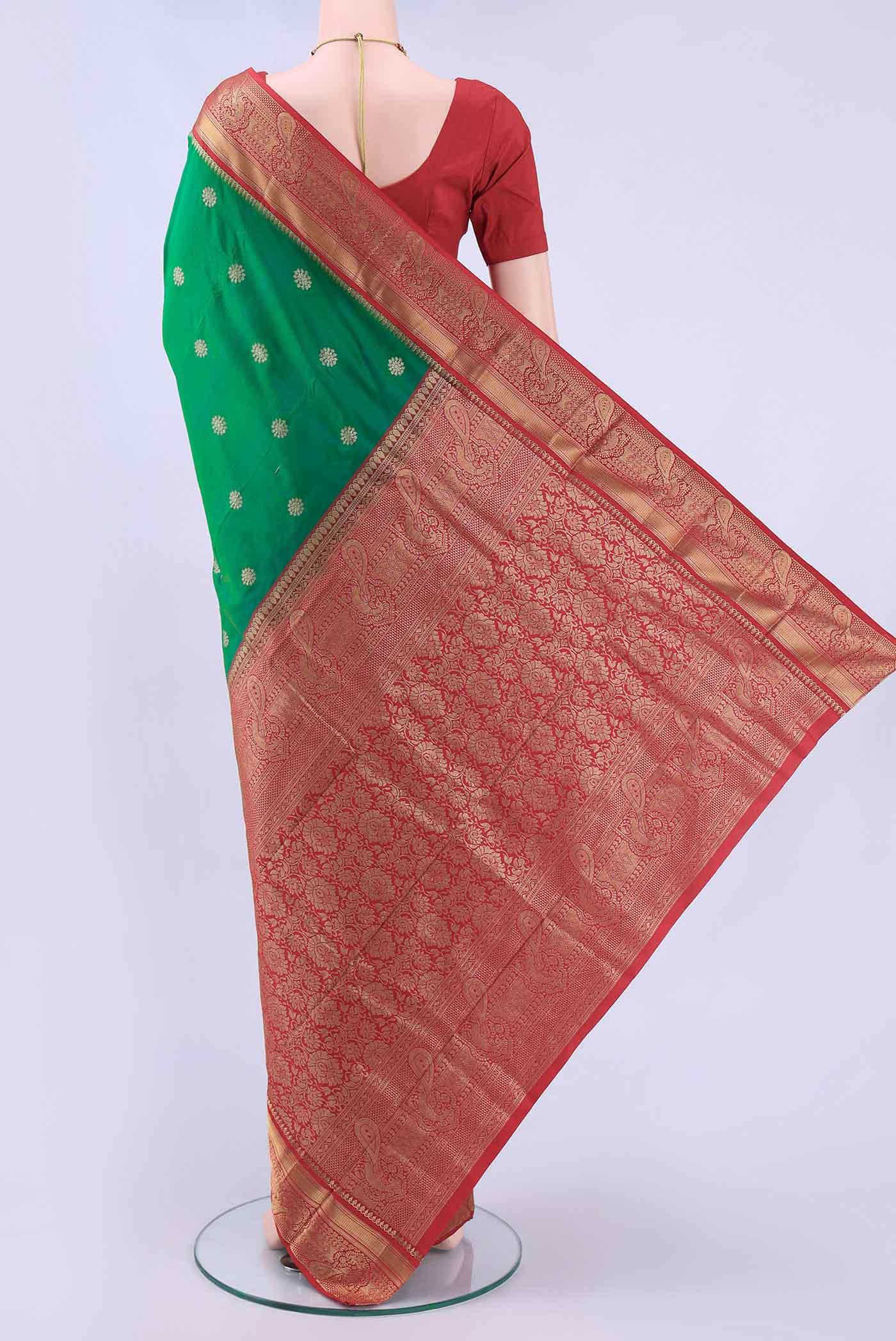 Green Bangalore Silk Saree - Image 3