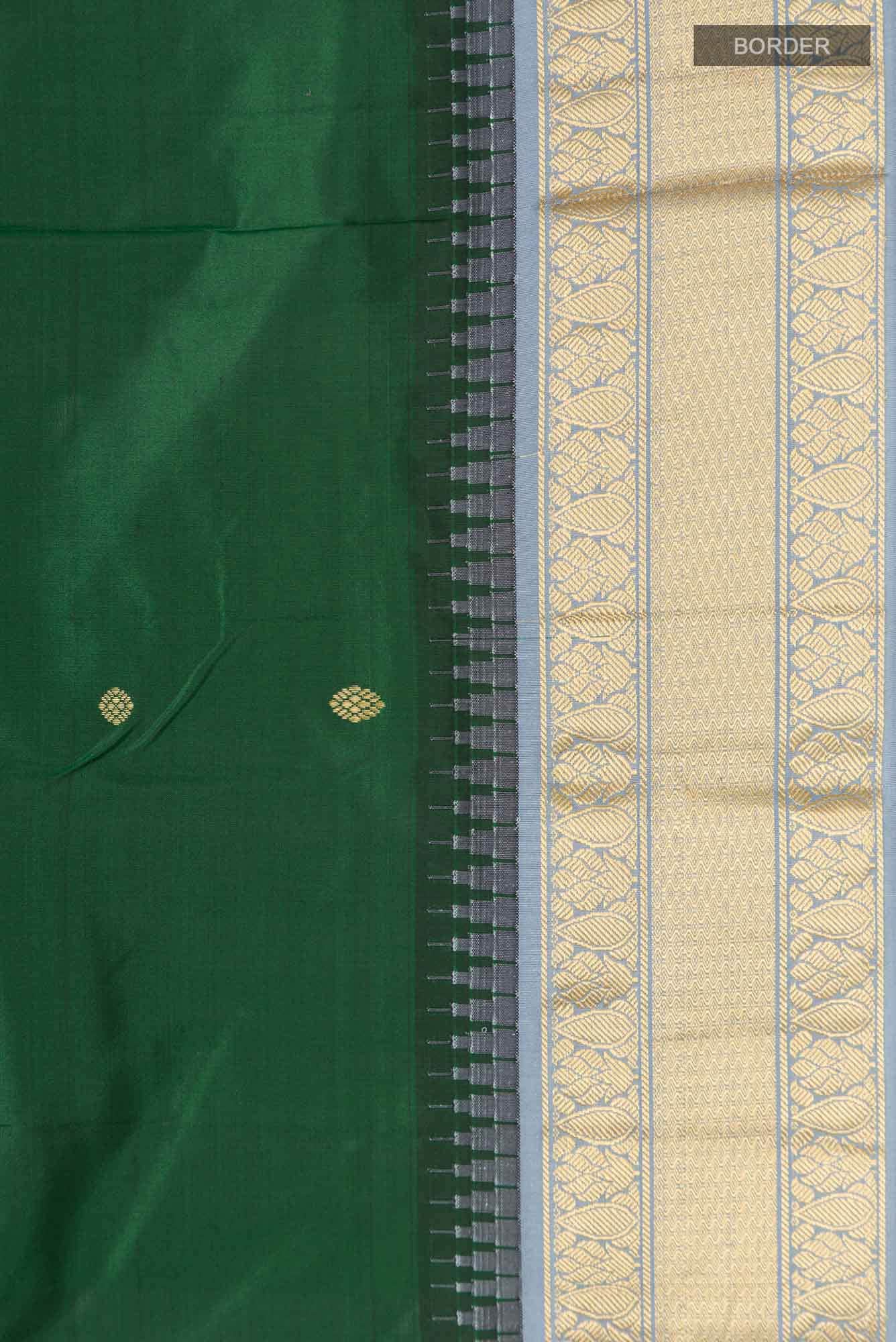 Green Bangalore Silk Saree - Image 4
