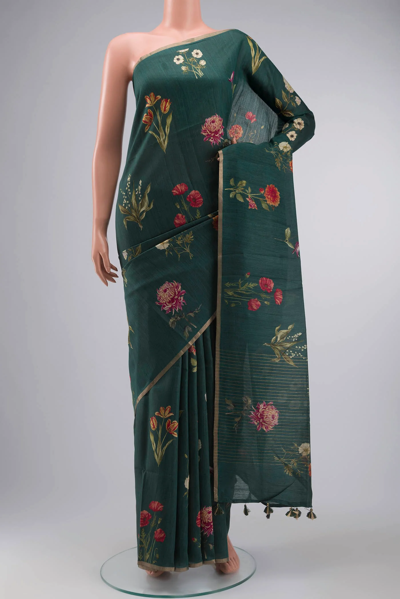 Green Bhagalpuri Tussar Silk Saree