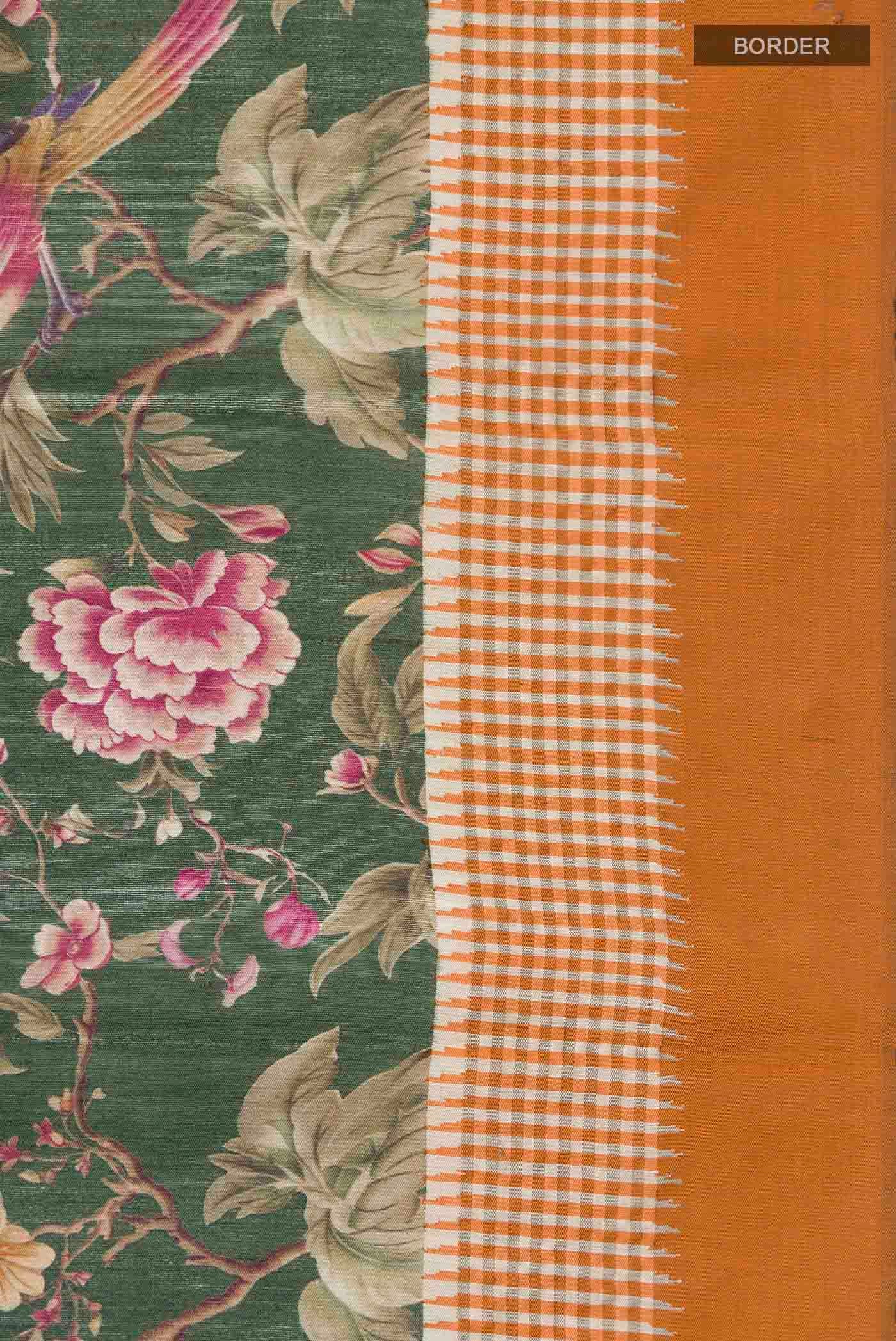 Green Bhagalpuri Tussar Silk Saree - Image 3
