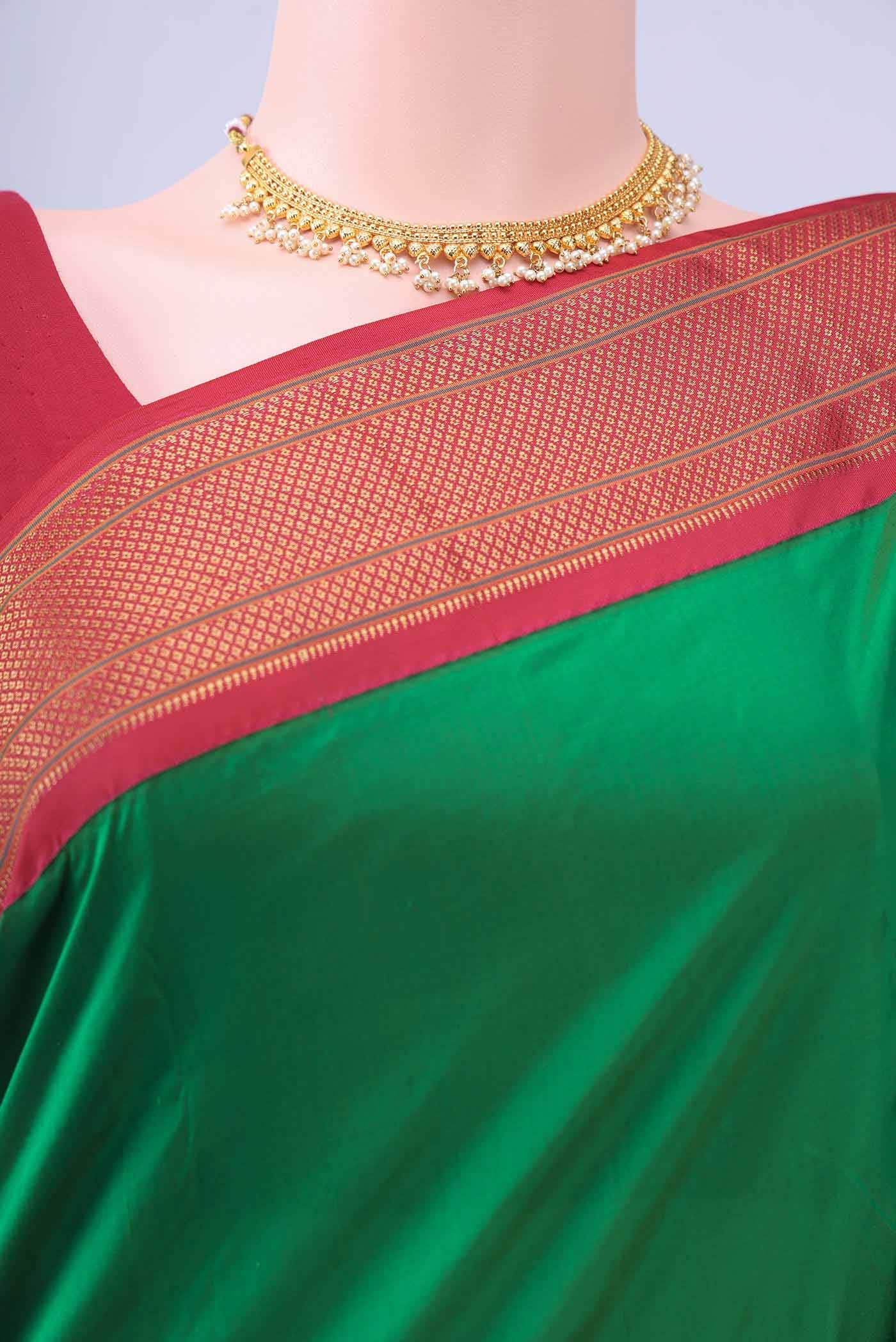 Green Blended Bangalore Silk - kadyal Saree - Image 3