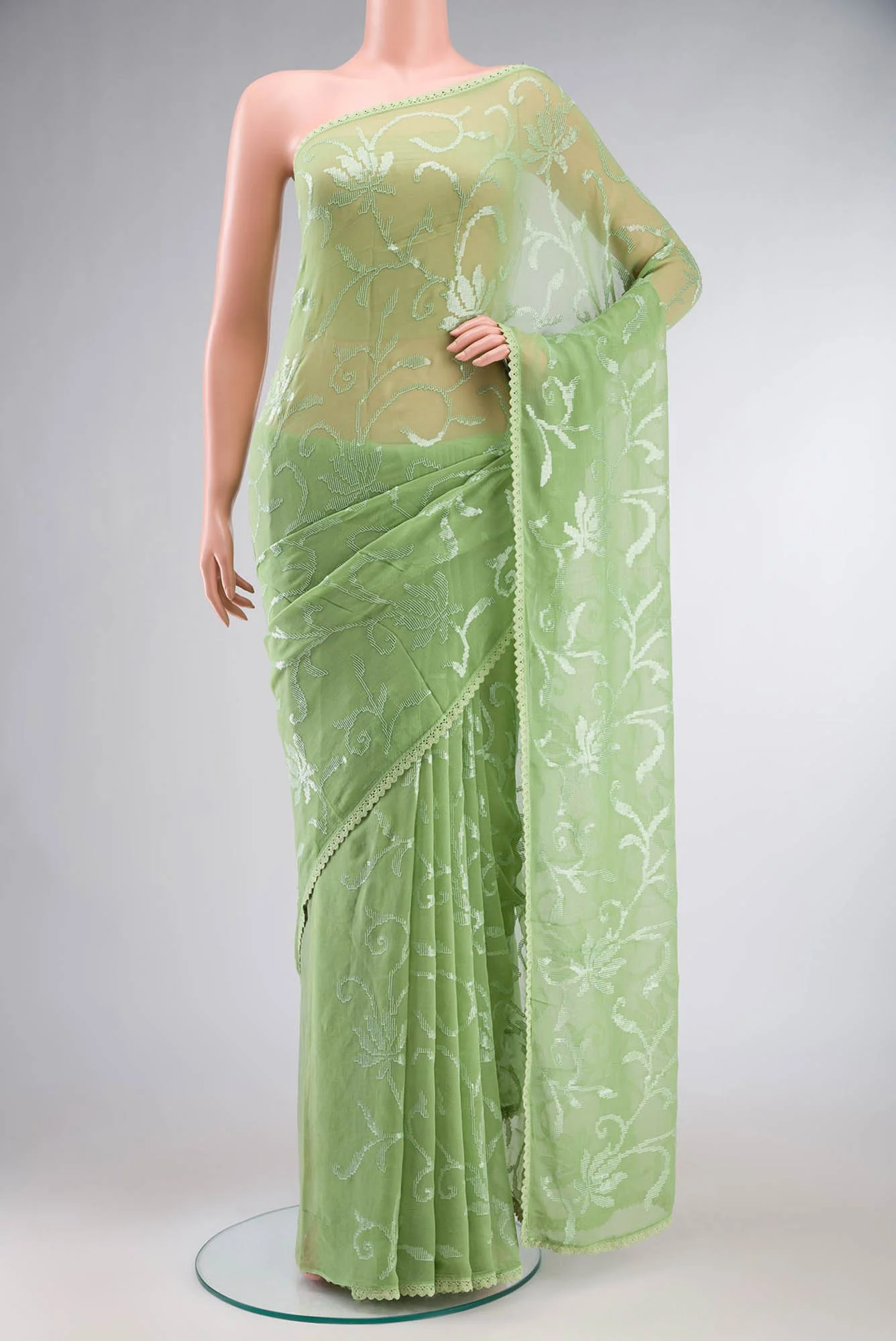 Green Blended Chiffon Saree