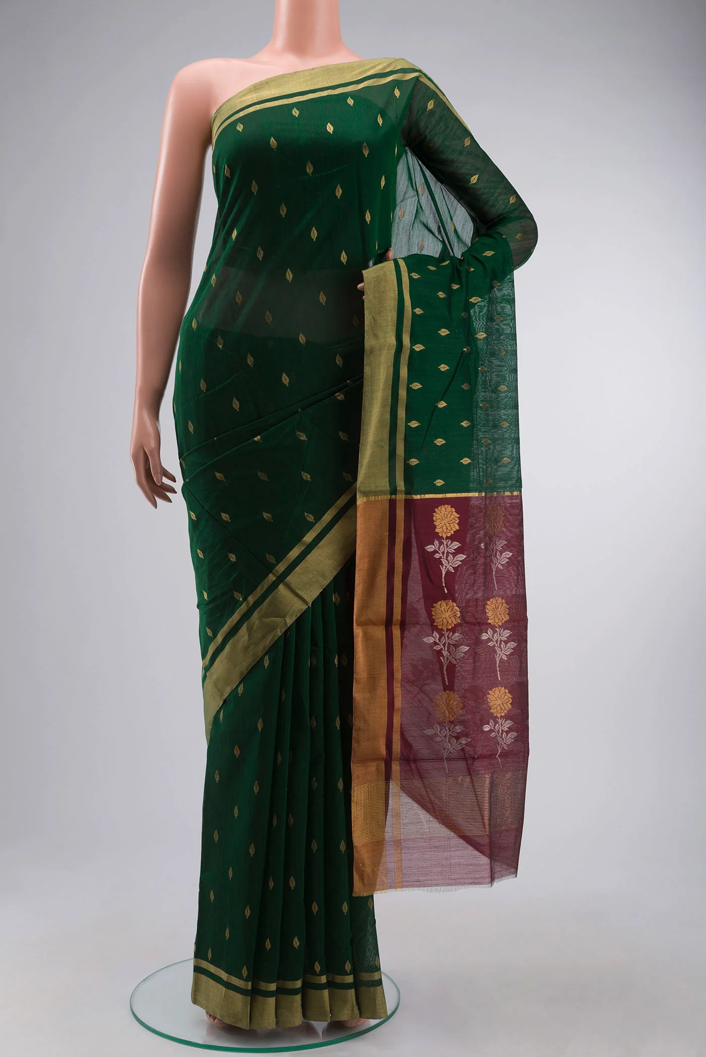 Green Chanderi Silk Cotton Saree