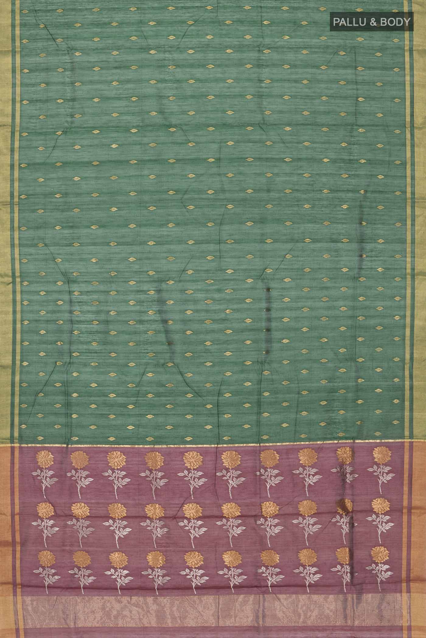 Green Chanderi Silk Cotton Saree - Image 5