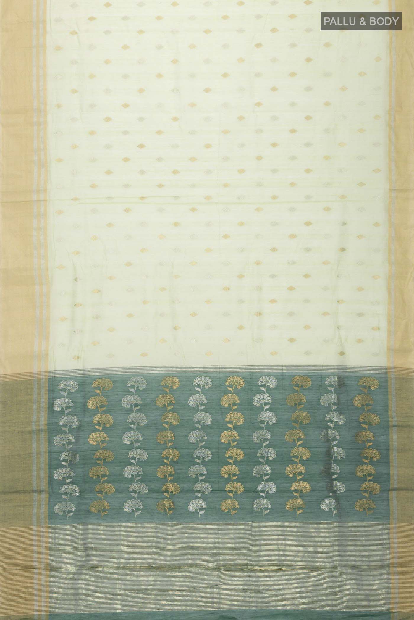 Green Chanderi Silk Cotton Saree - Image 5