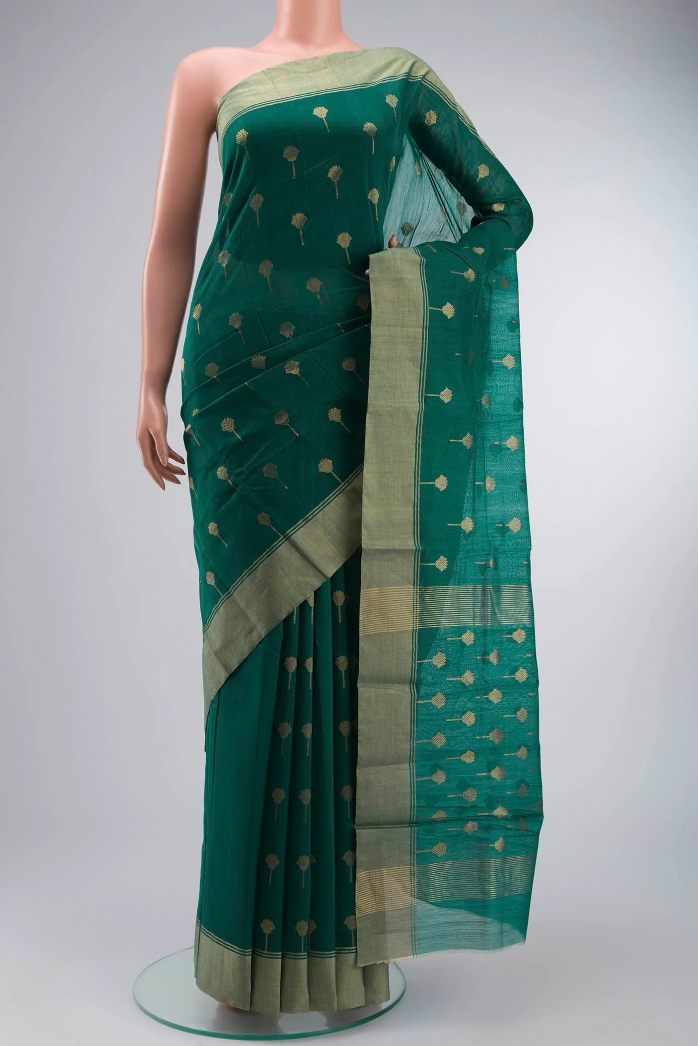 Green Chanderi Silk Cotton Saree