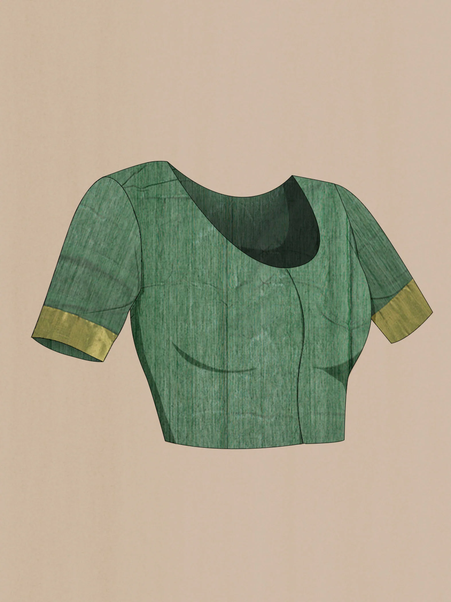 Green Chanderi Silk Cotton Saree - Image 4