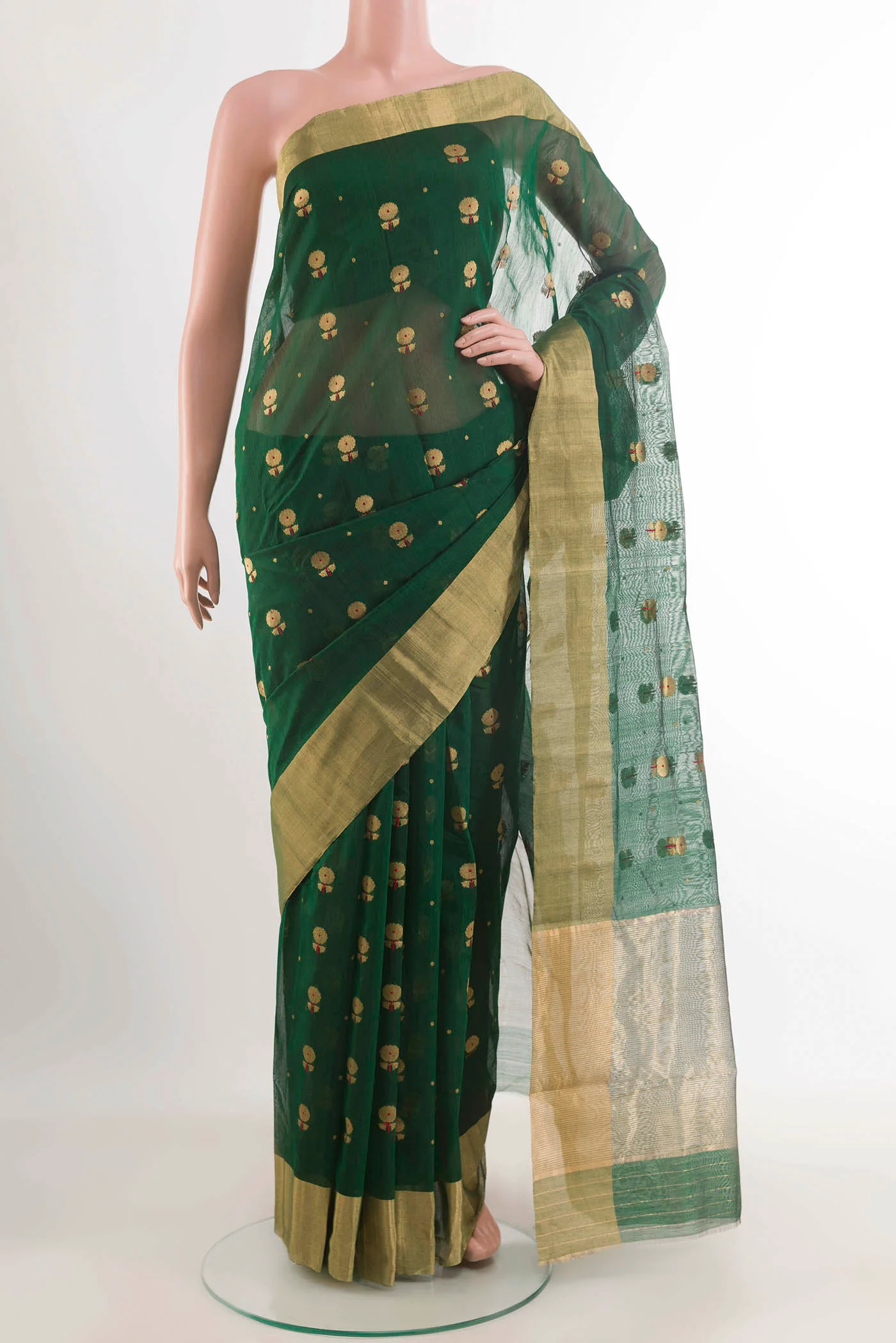Green Chanderi Silk Cotton Saree