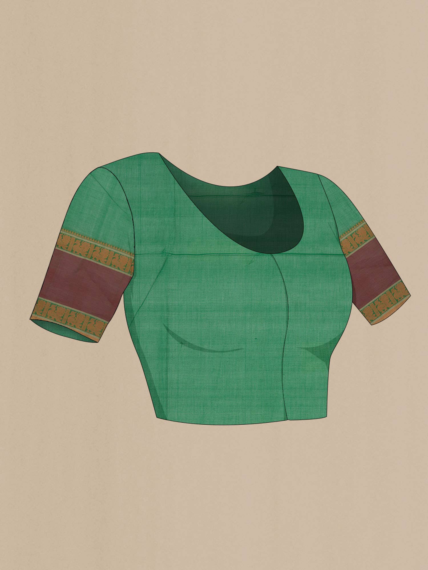 Green Coimbatore Cotton Saree - Image 3