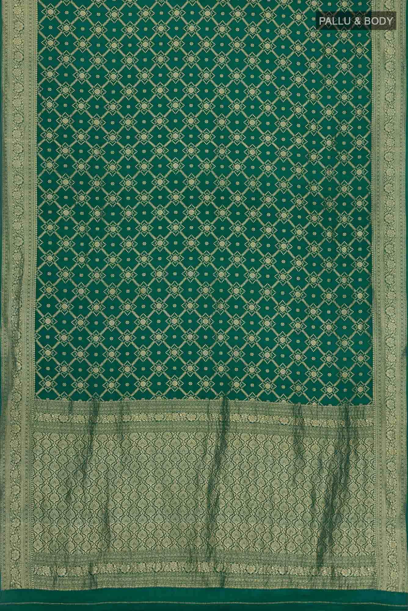 Green Crepe Saree - Image 3