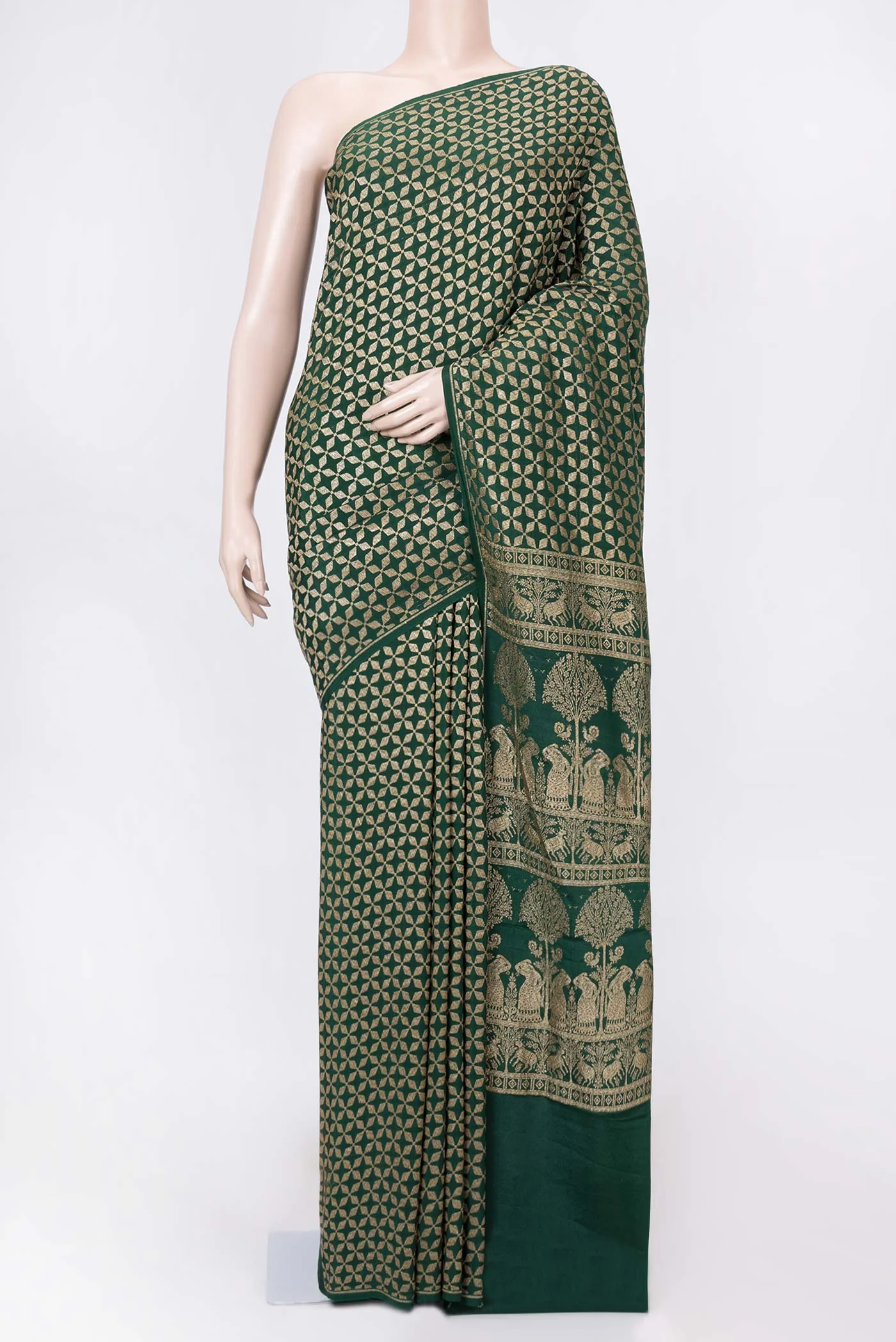 Green Dual Tone Banarasi Georgette Saree