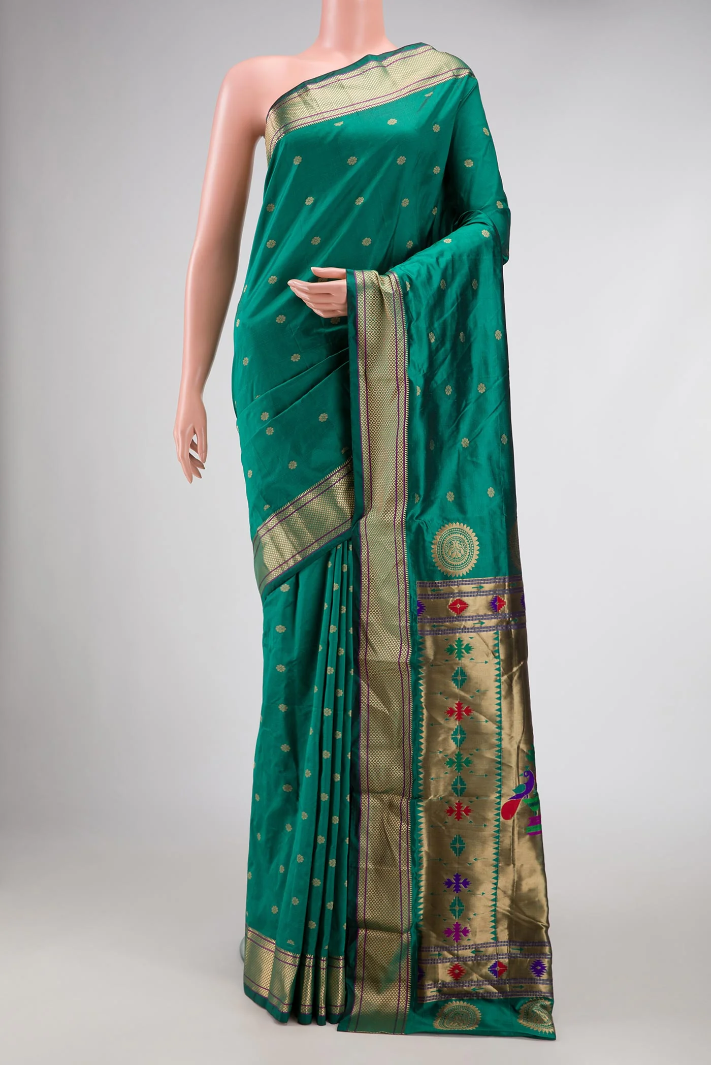 Teal Blended Paithani Silk Saree