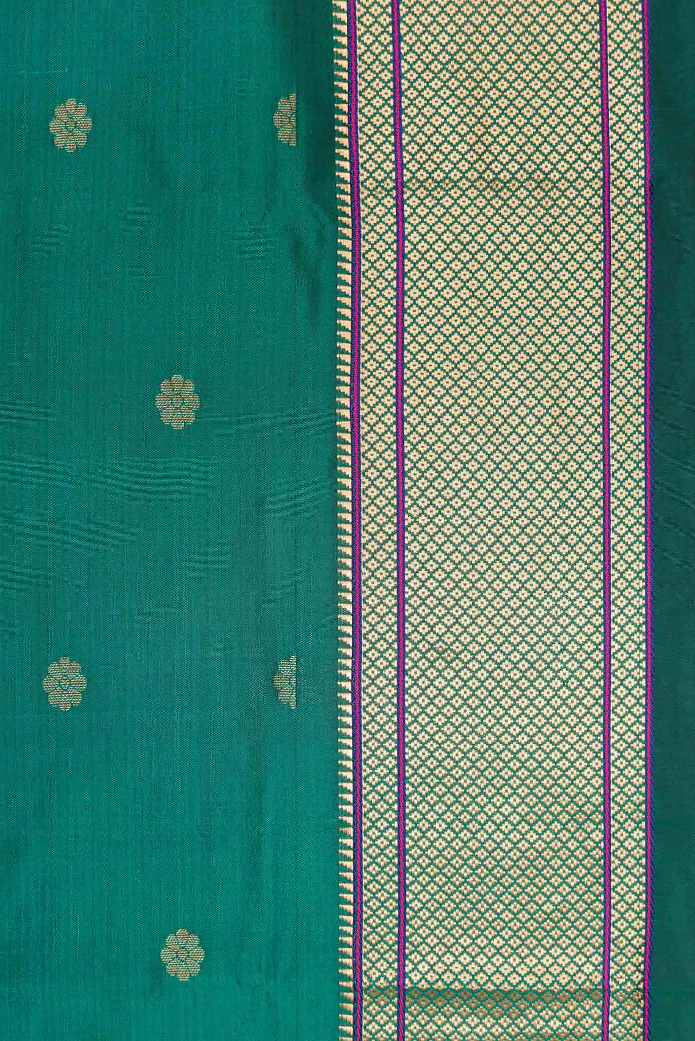 Teal Blended Paithani Silk Saree - Image 3