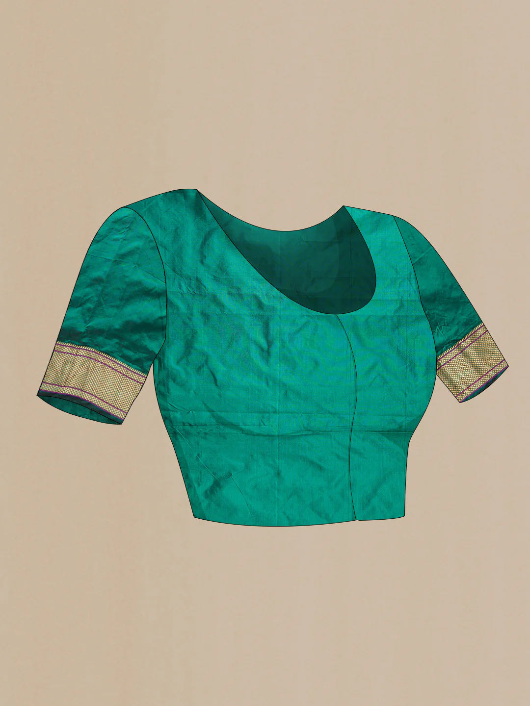Teal Blended Paithani Silk Saree - Image 4