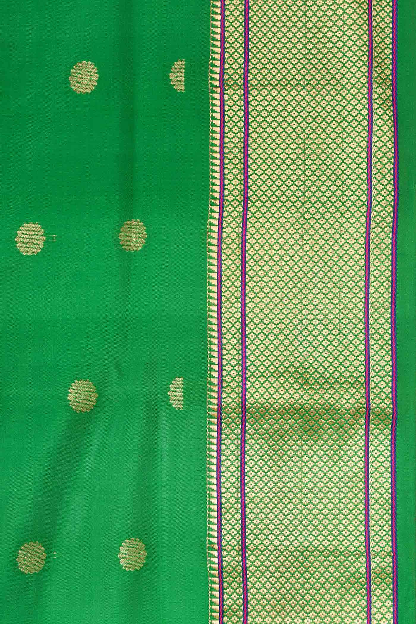 Green Dual Tone Blended Paithani Silk Saree - Image 3