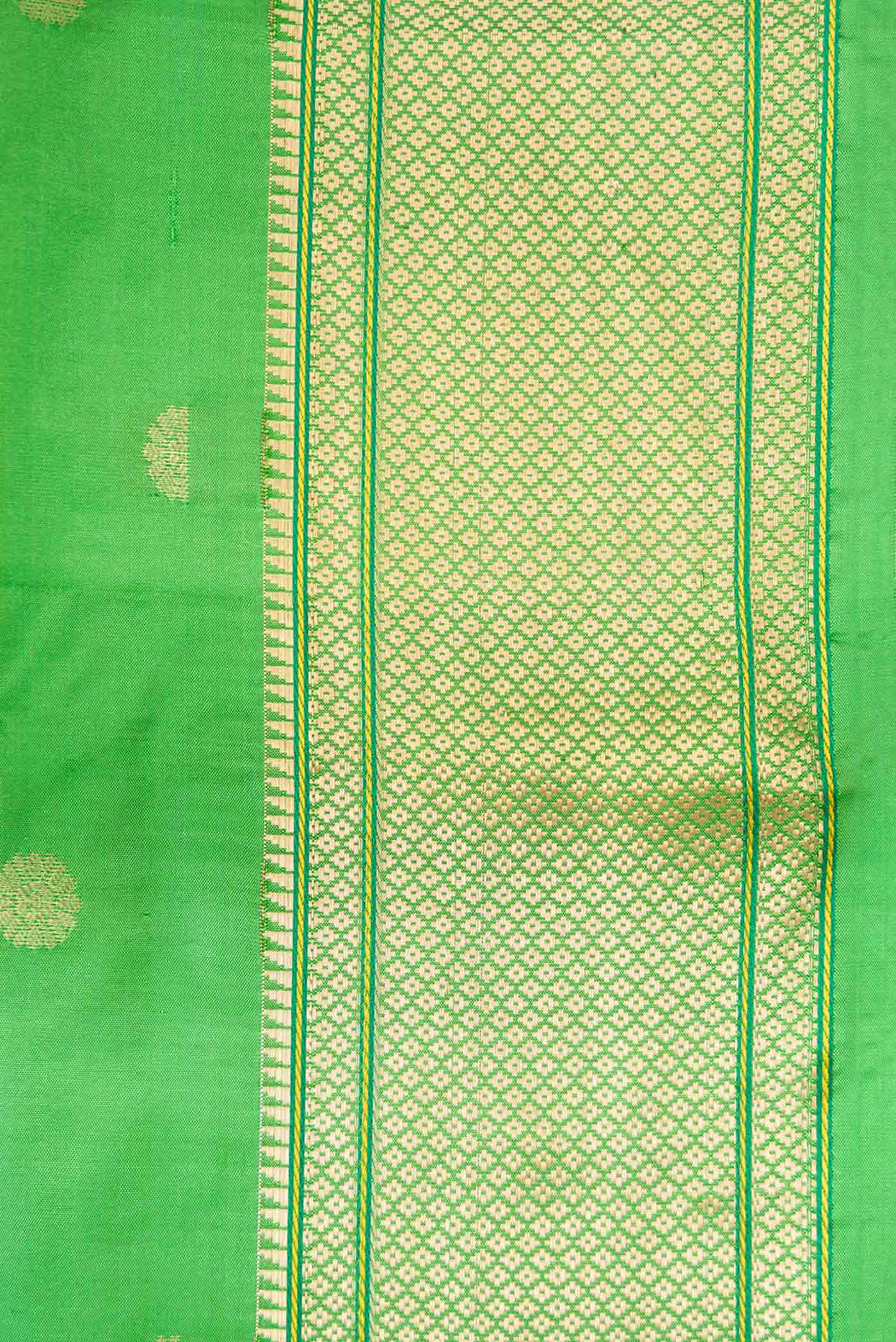 Parrot Green Blended Paithani Silk Saree - Image 3