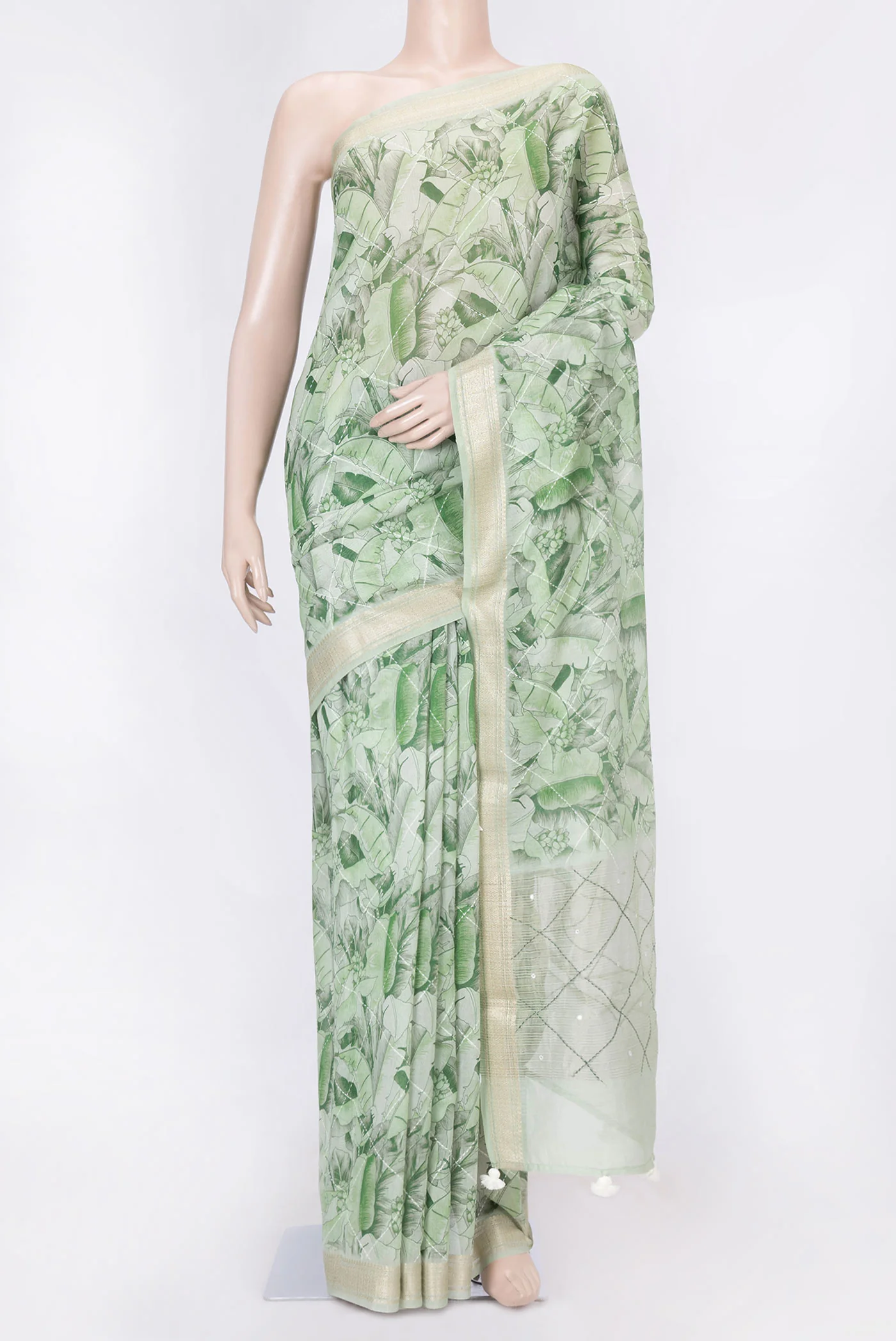 Green Dual Tone Chanderi Silk Saree