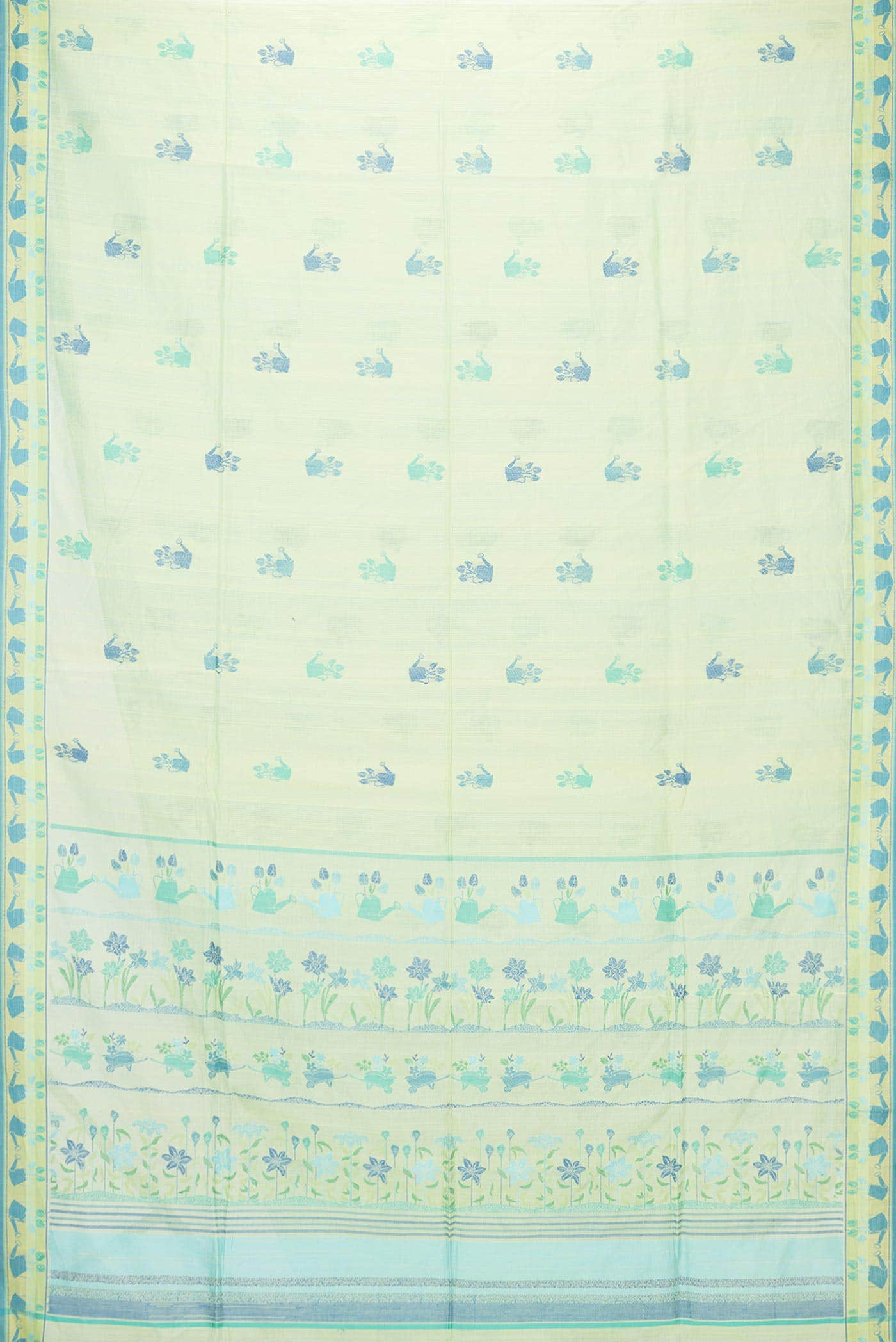 Green Dual Tone Chanderi Silk Saree - Image 4