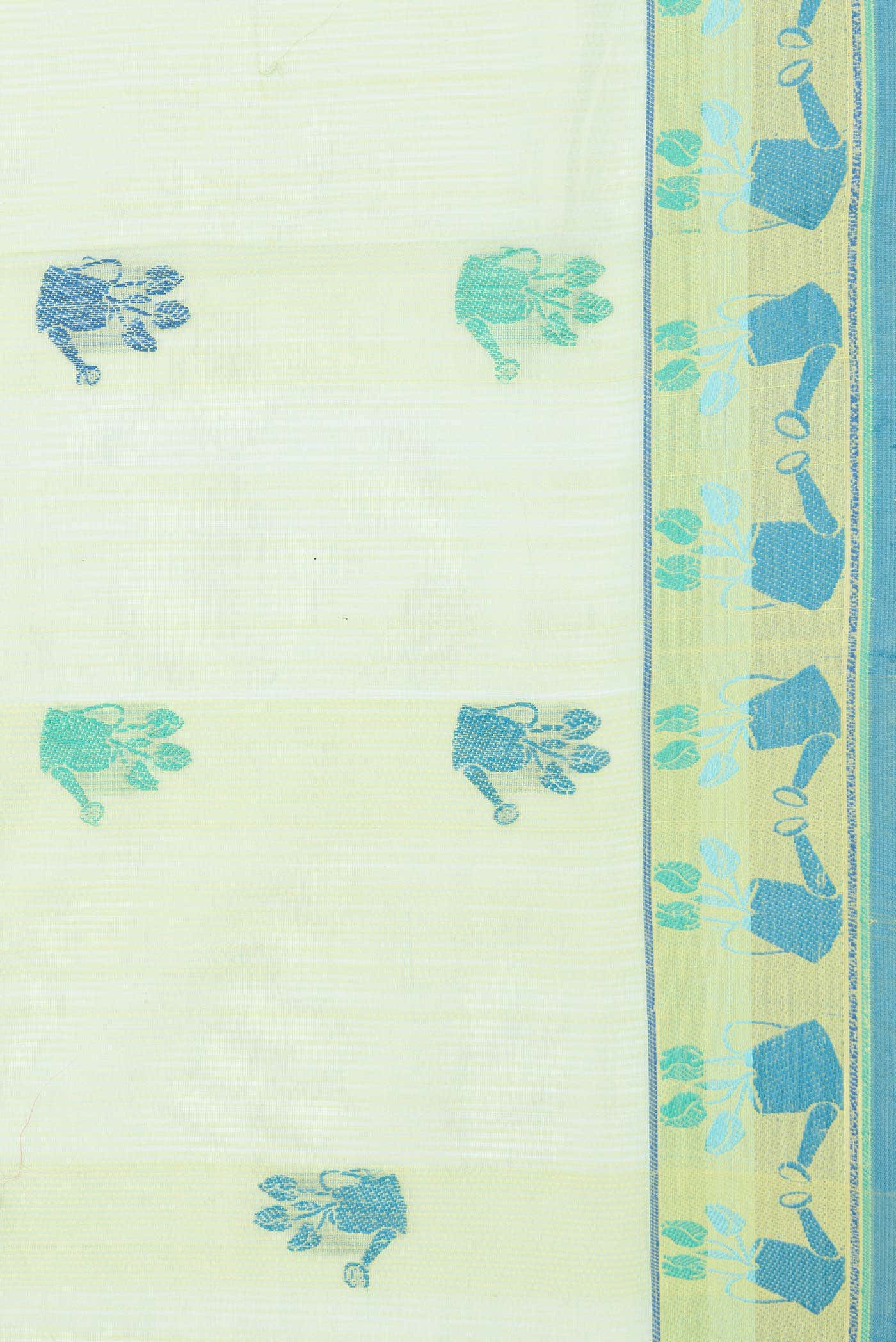 Green Dual Tone Chanderi Silk Saree - Image 5