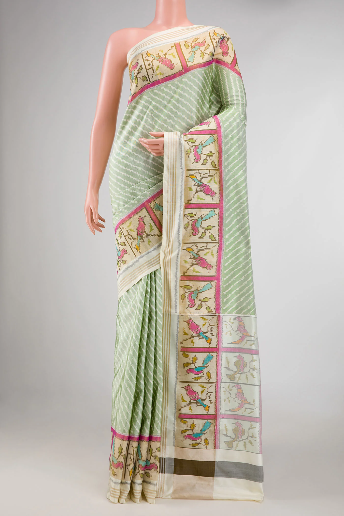Green Dual Tone Double Ikat Saree