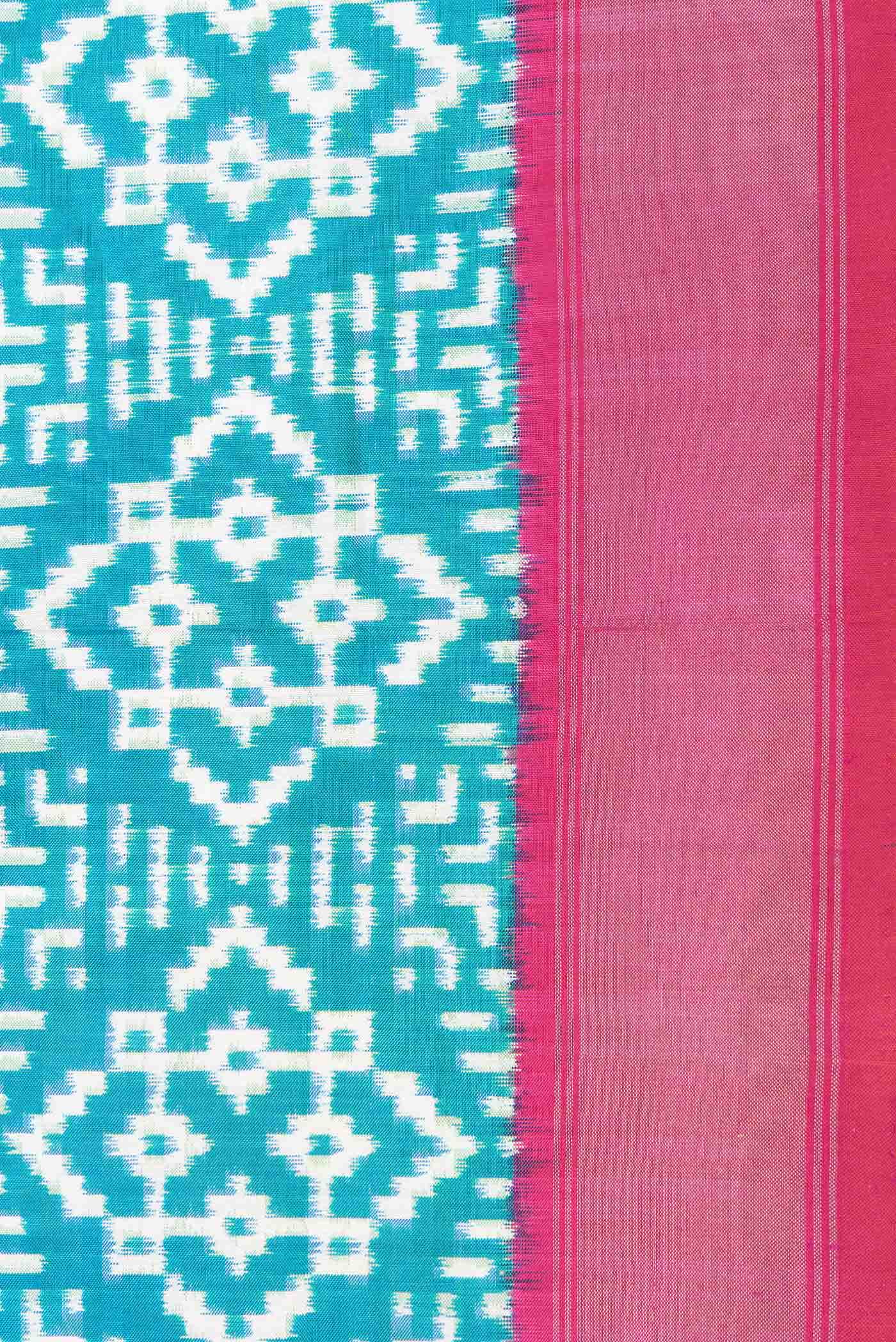 Green Dual Tone Double Ikat Saree - Image 6
