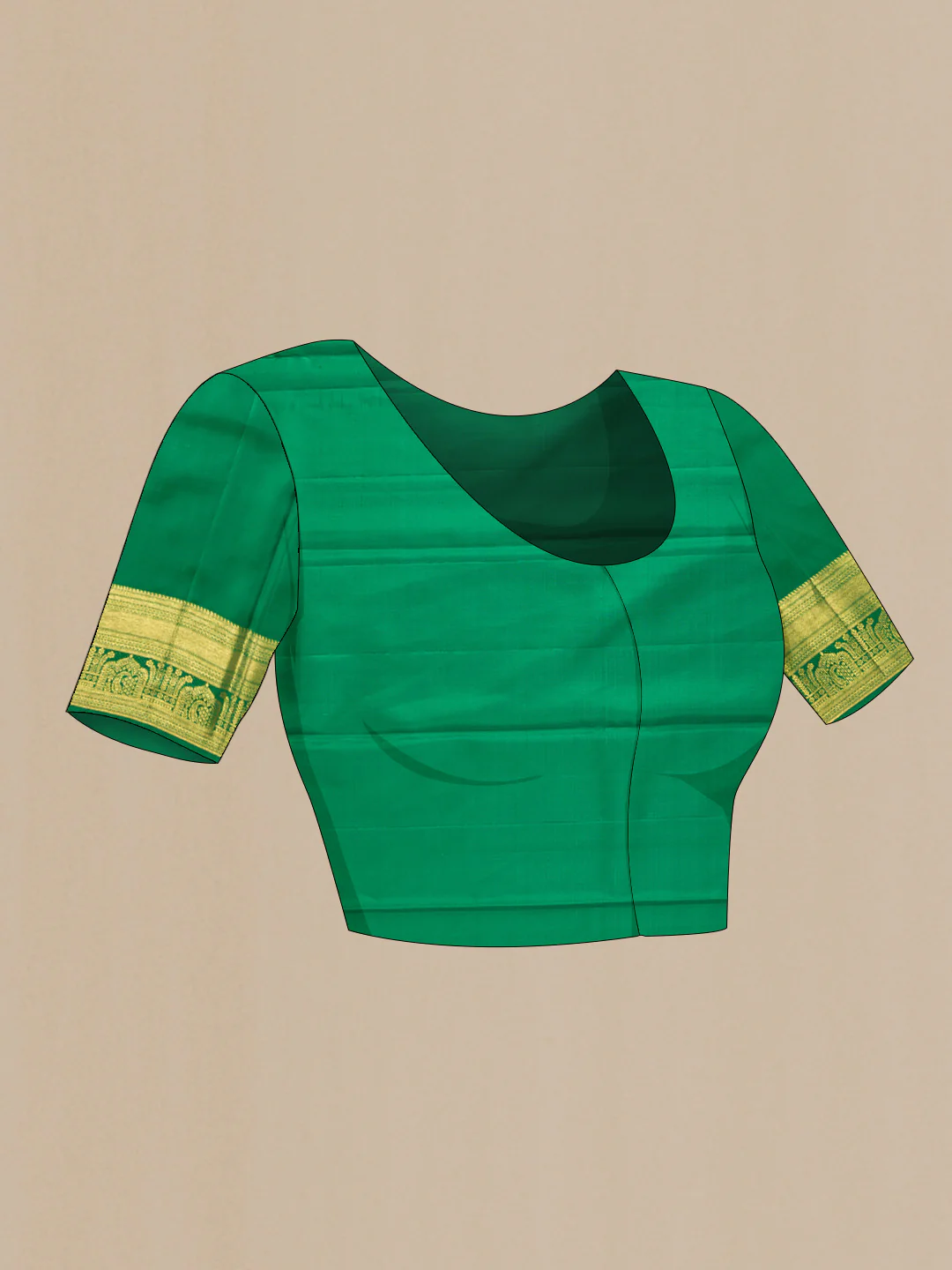 Green Dual Tone Kanjivaram Silk Saree - Image 5