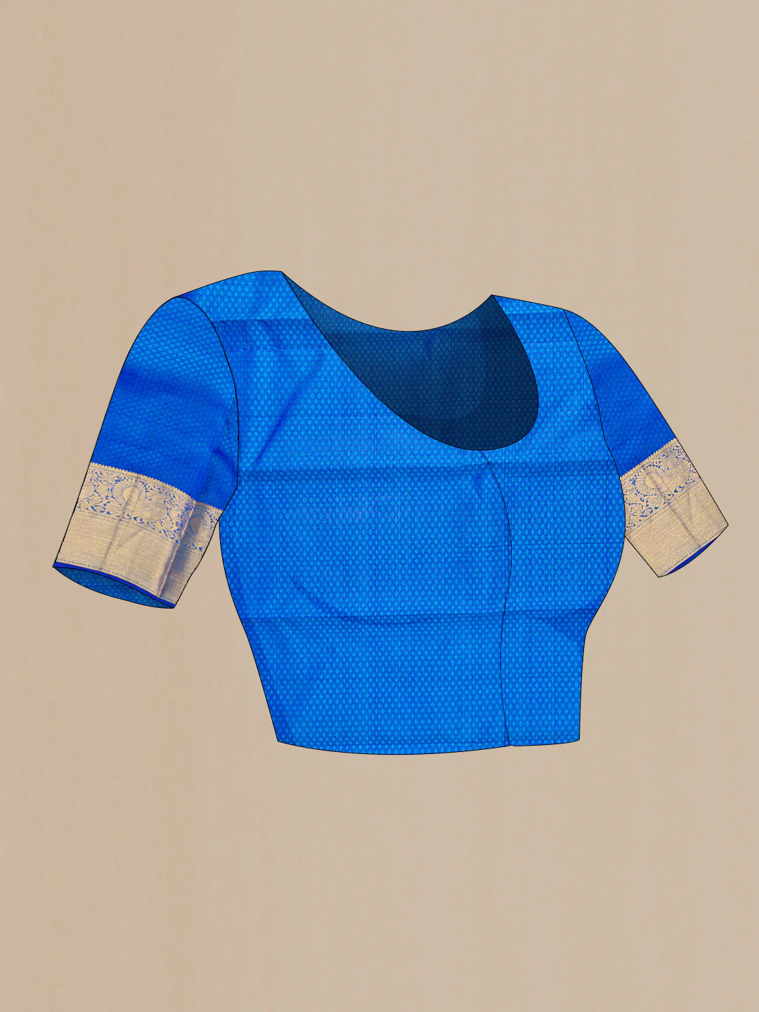 Blue with Green Color Kanchipuram Silk Saree - Image 6