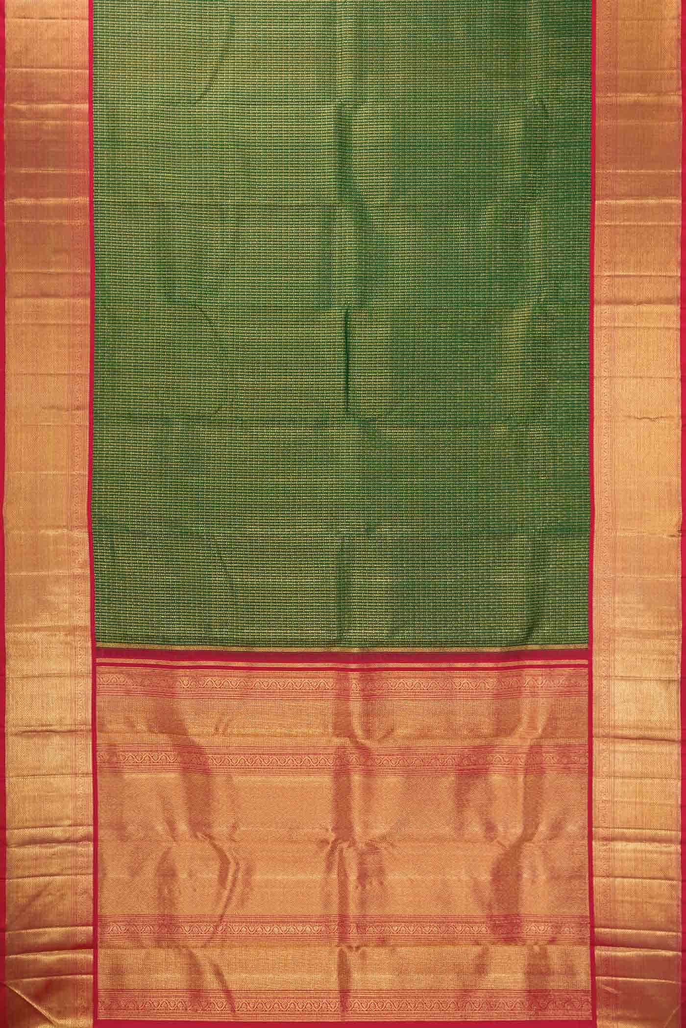 Green Dual Tone Kanchipuram Silk Saree - Image 4