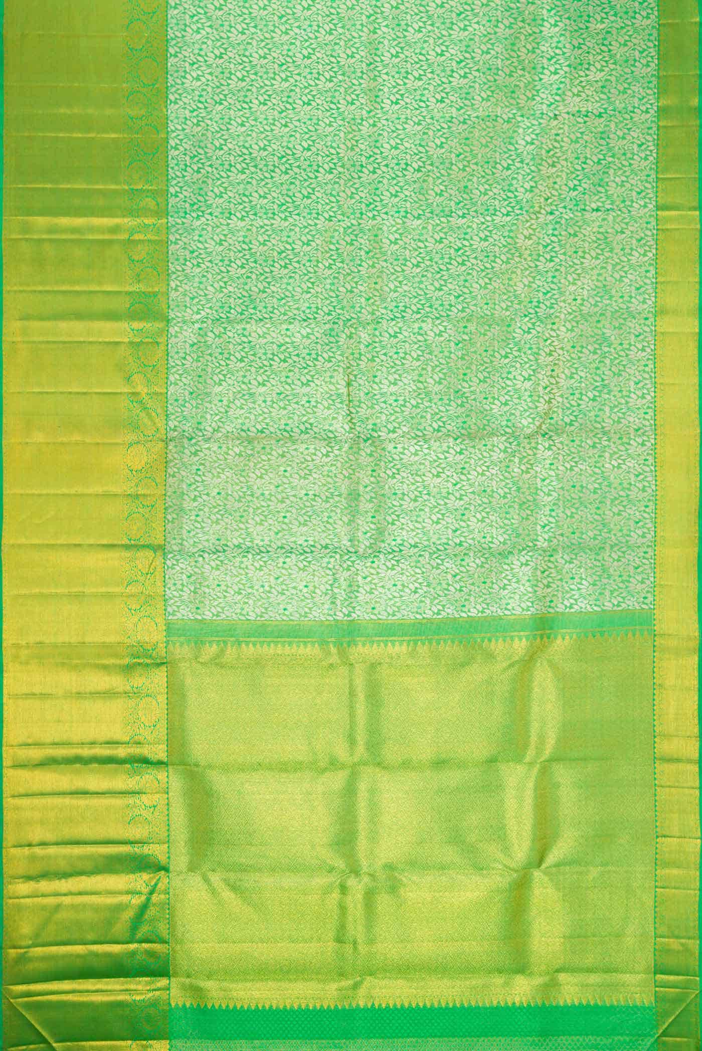 Green Dual Tone Kanchipuram Tissue Silk Saree - Image 4