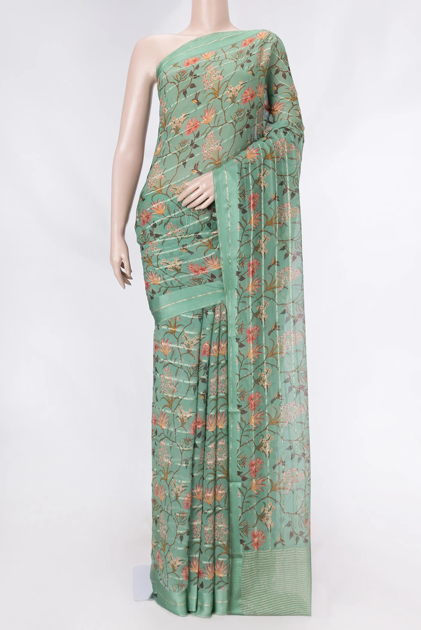 Green Dual Tone Mysore Chiffon Saree