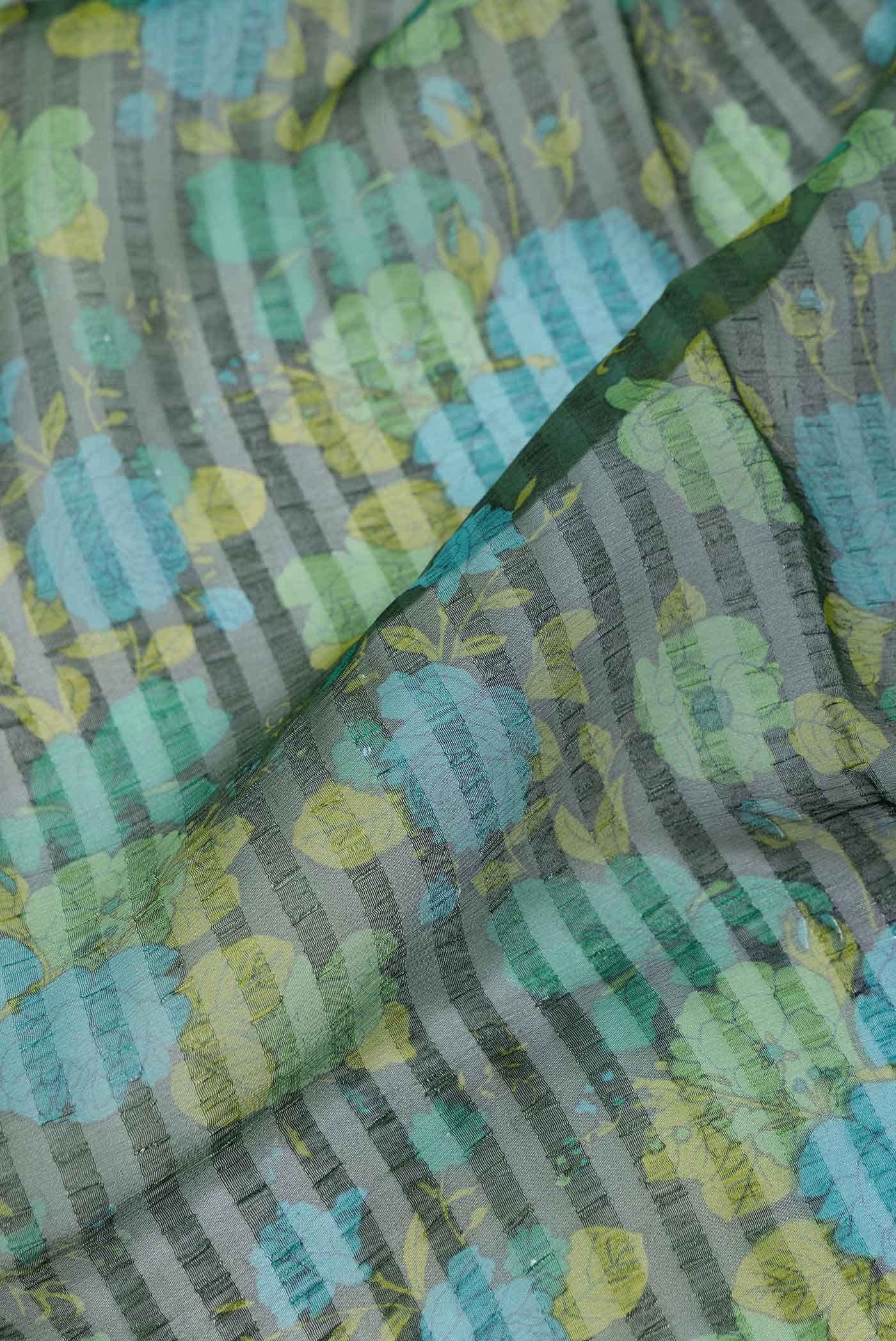 Green Dual Tone Mysore Chiffon Saree - Image 2