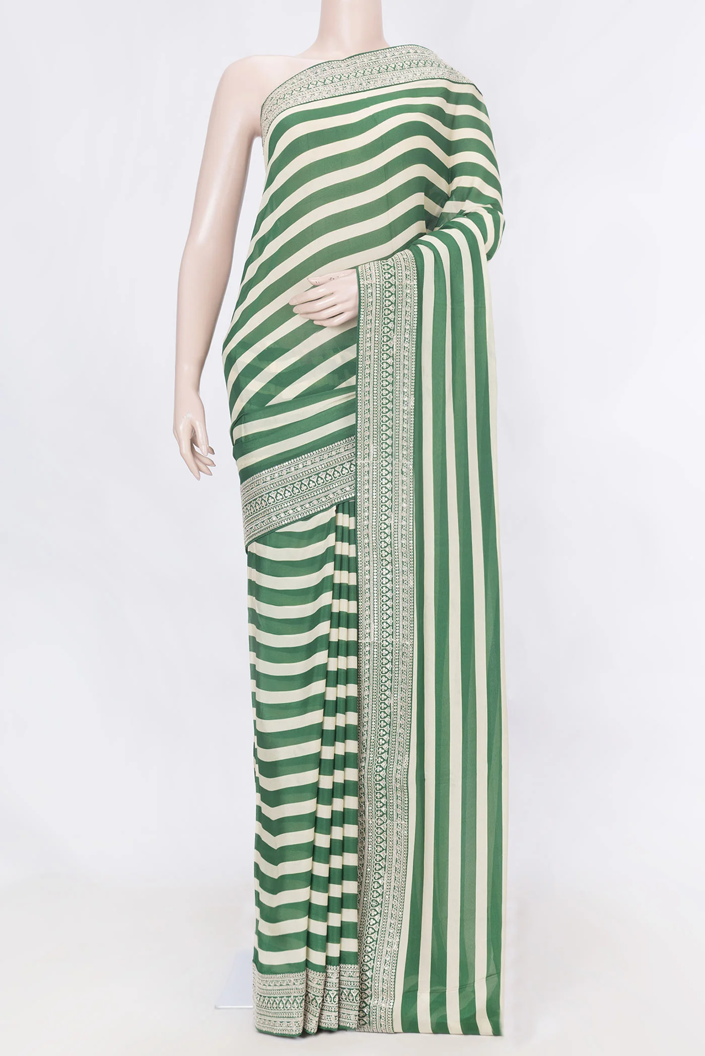 Green Dual Tone Mysore Crepe Saree