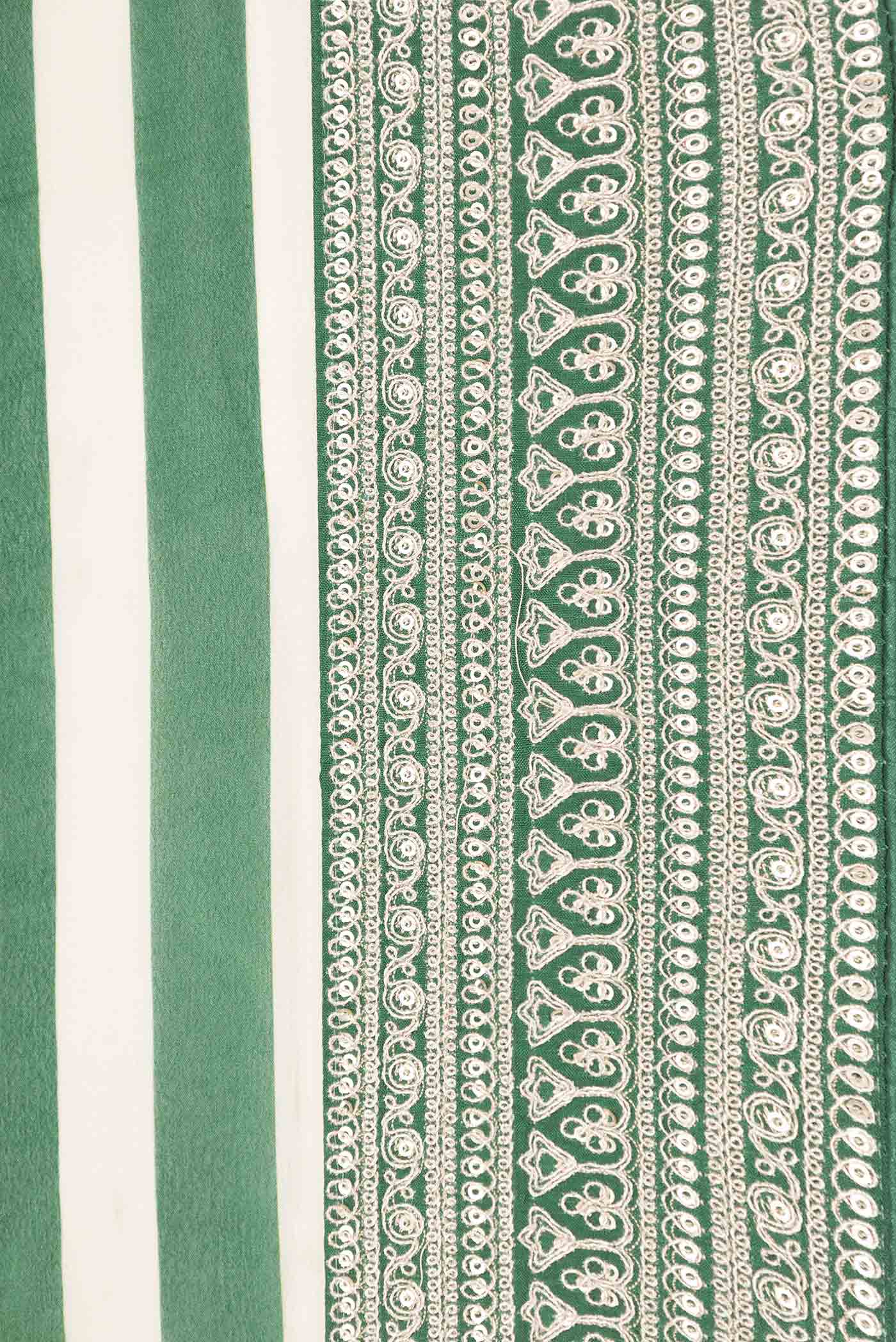 Green Dual Tone Mysore Crepe Saree - Image 3