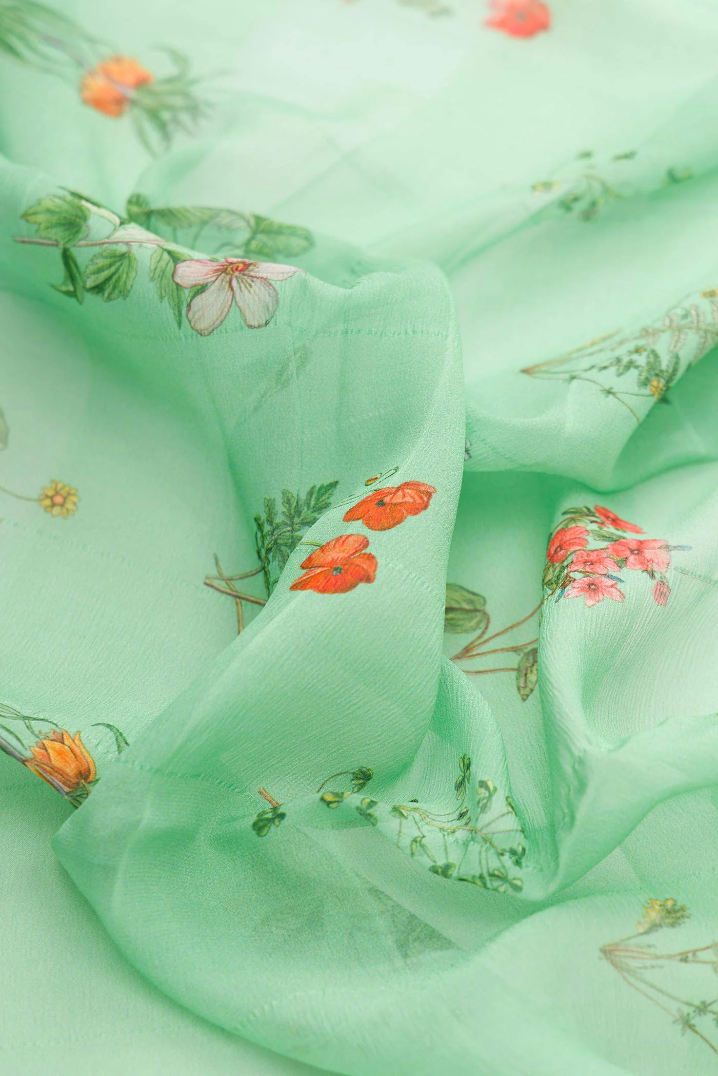 Green Dual Tone Mysore Georgette Saree - Image 2