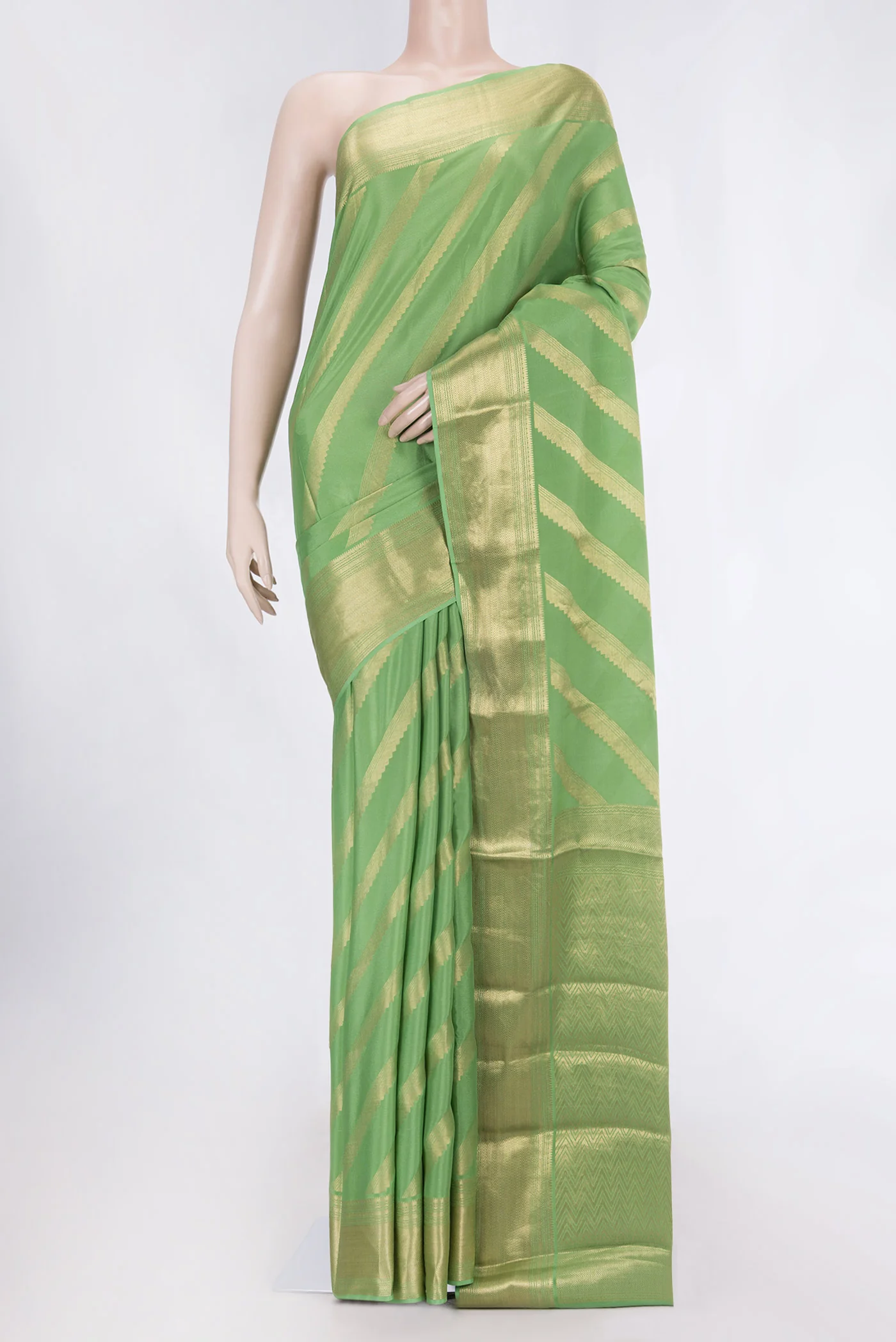 Green Mysore Crepe Saree
