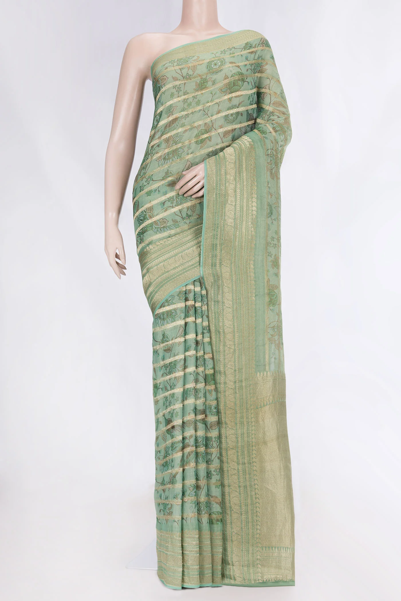Green Dual Tone Mysore Georgette Saree
