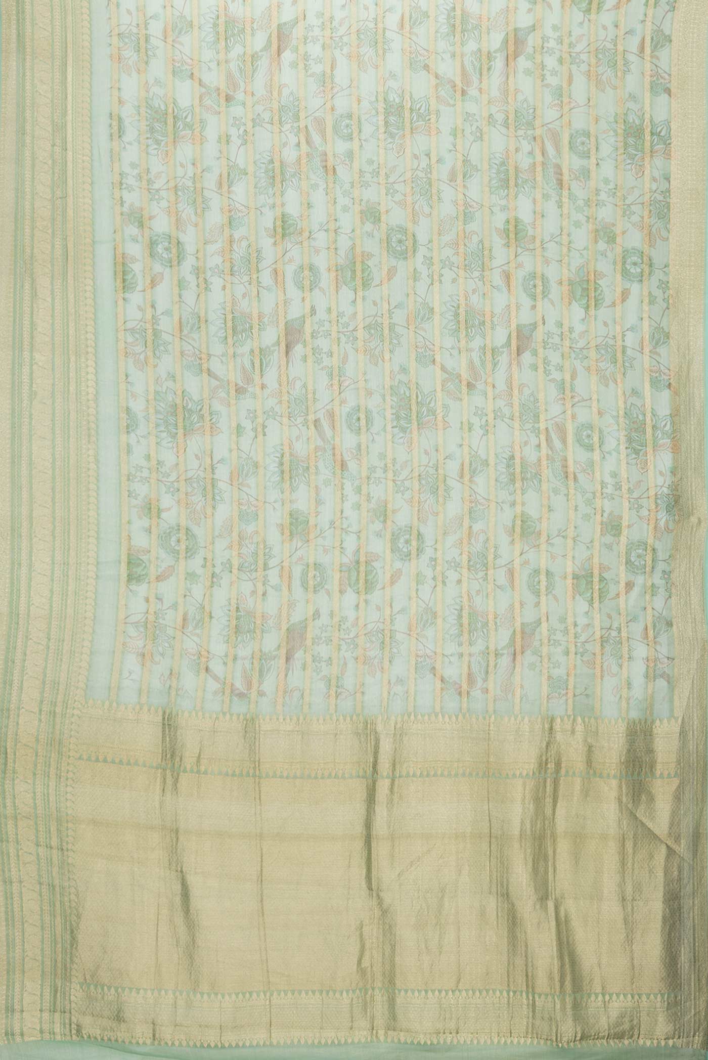 Green Dual Tone Mysore Georgette Saree - Image 6