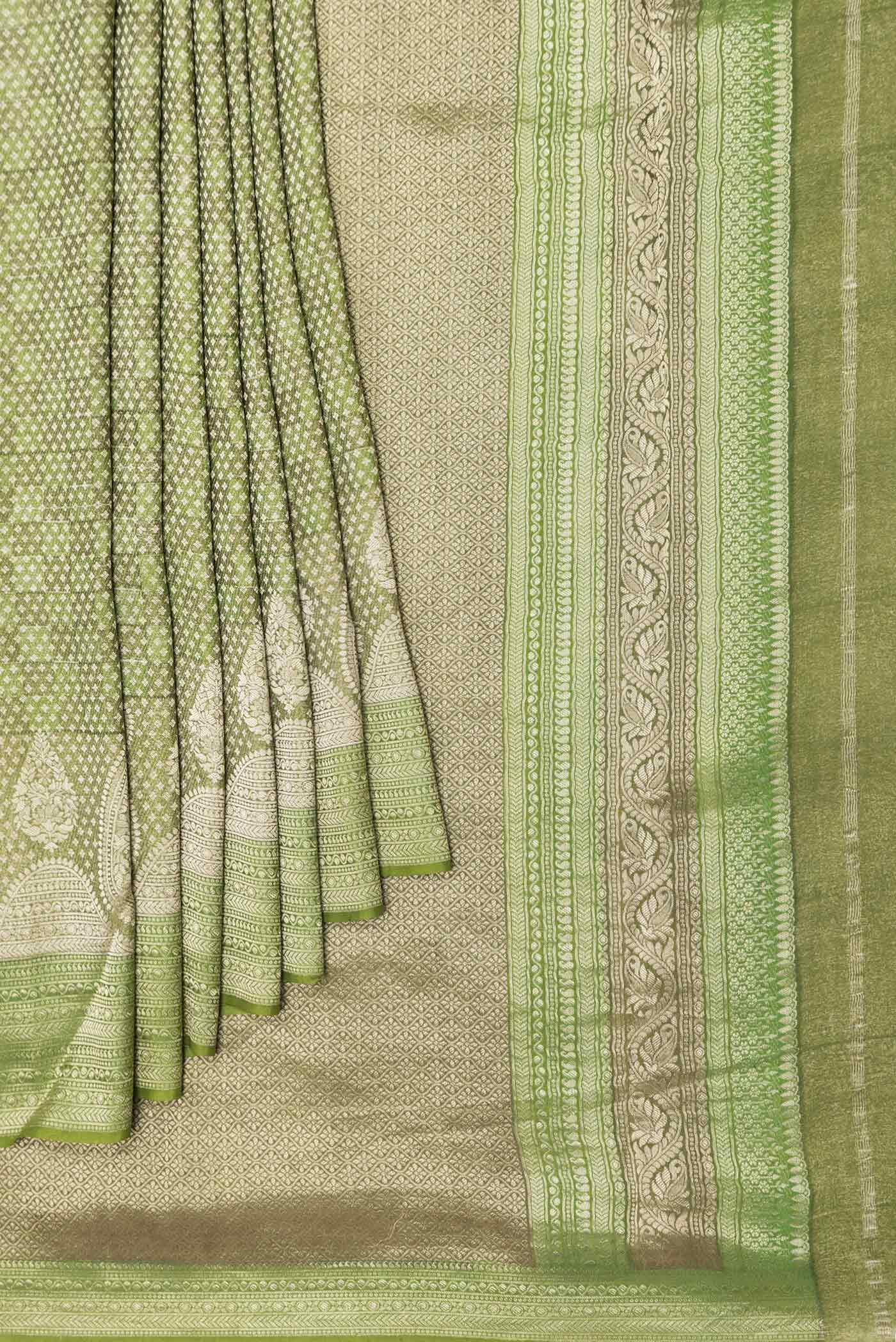 Green Dual Tone Mysore Georgette Saree - Image 4