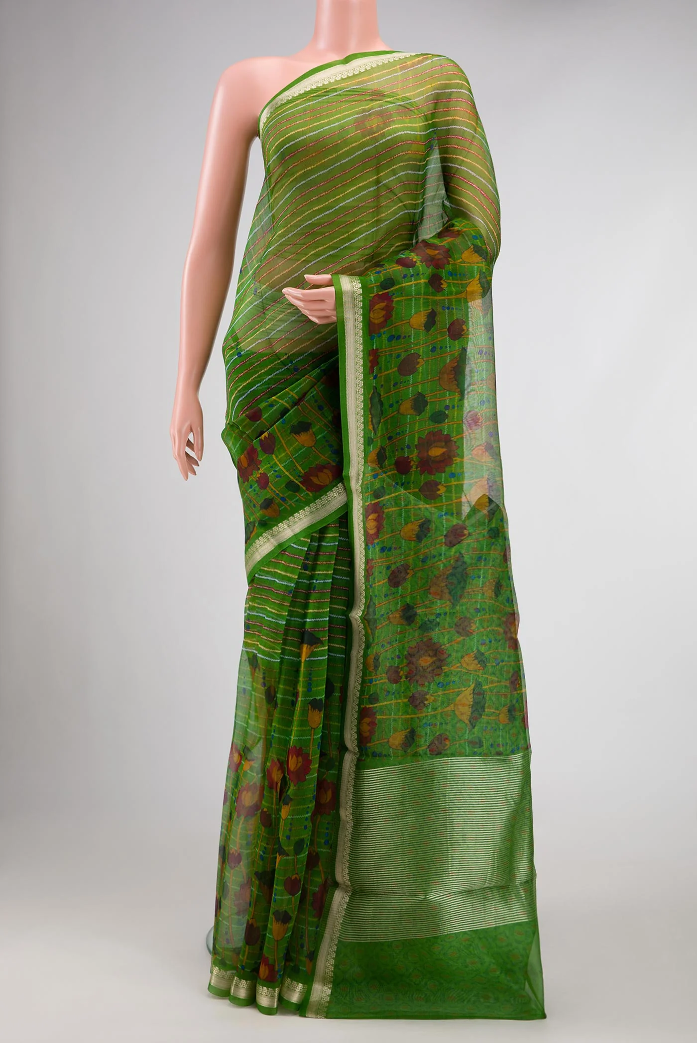 Green Organza Silk Saree