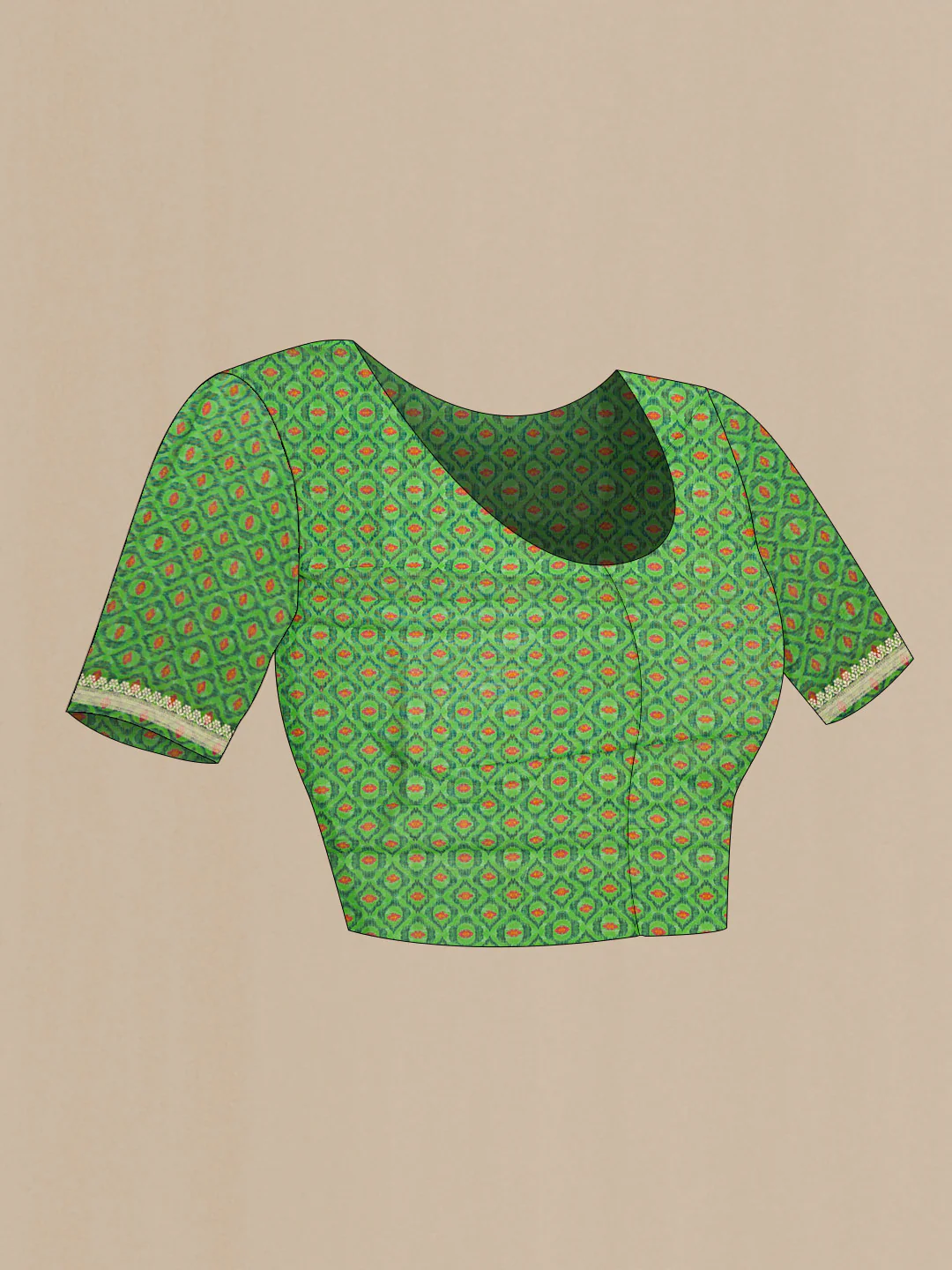 Green Organza Silk Saree - Image 4