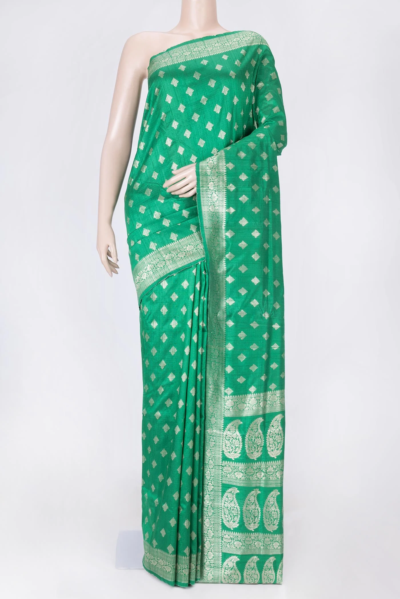 Green Dual Tone Raw Silk Saree
