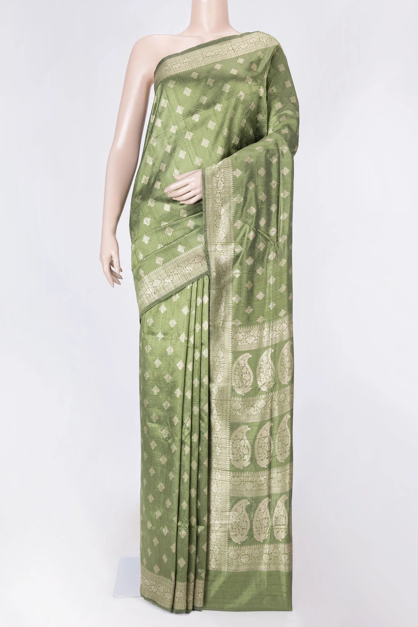 Green Dual Tone Raw Silk Saree