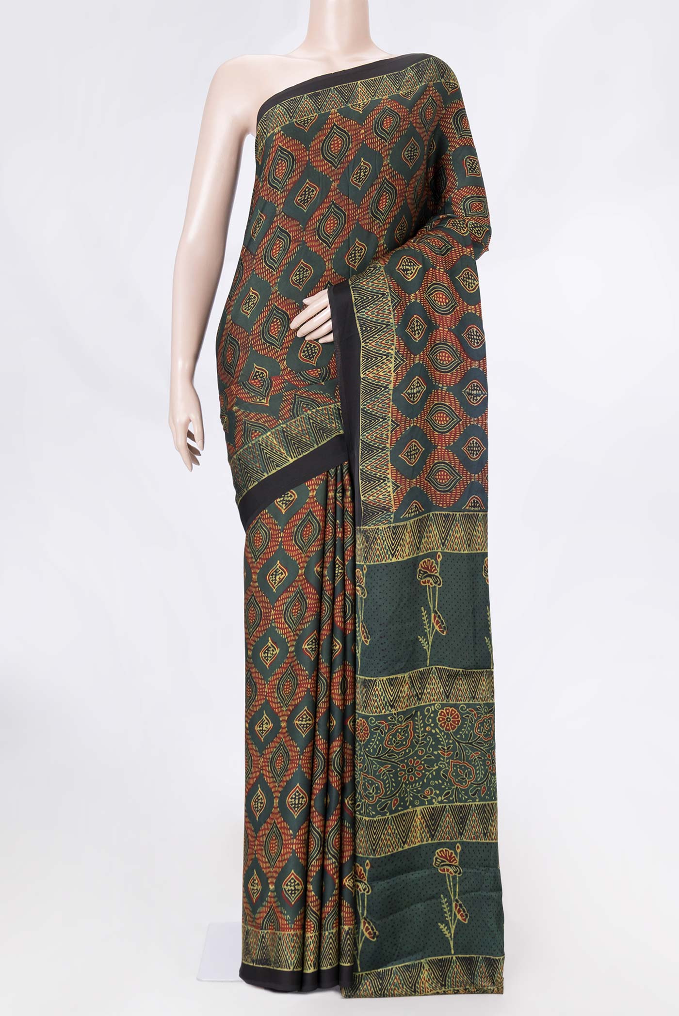 Green Dual Tone Satin Silk Saree